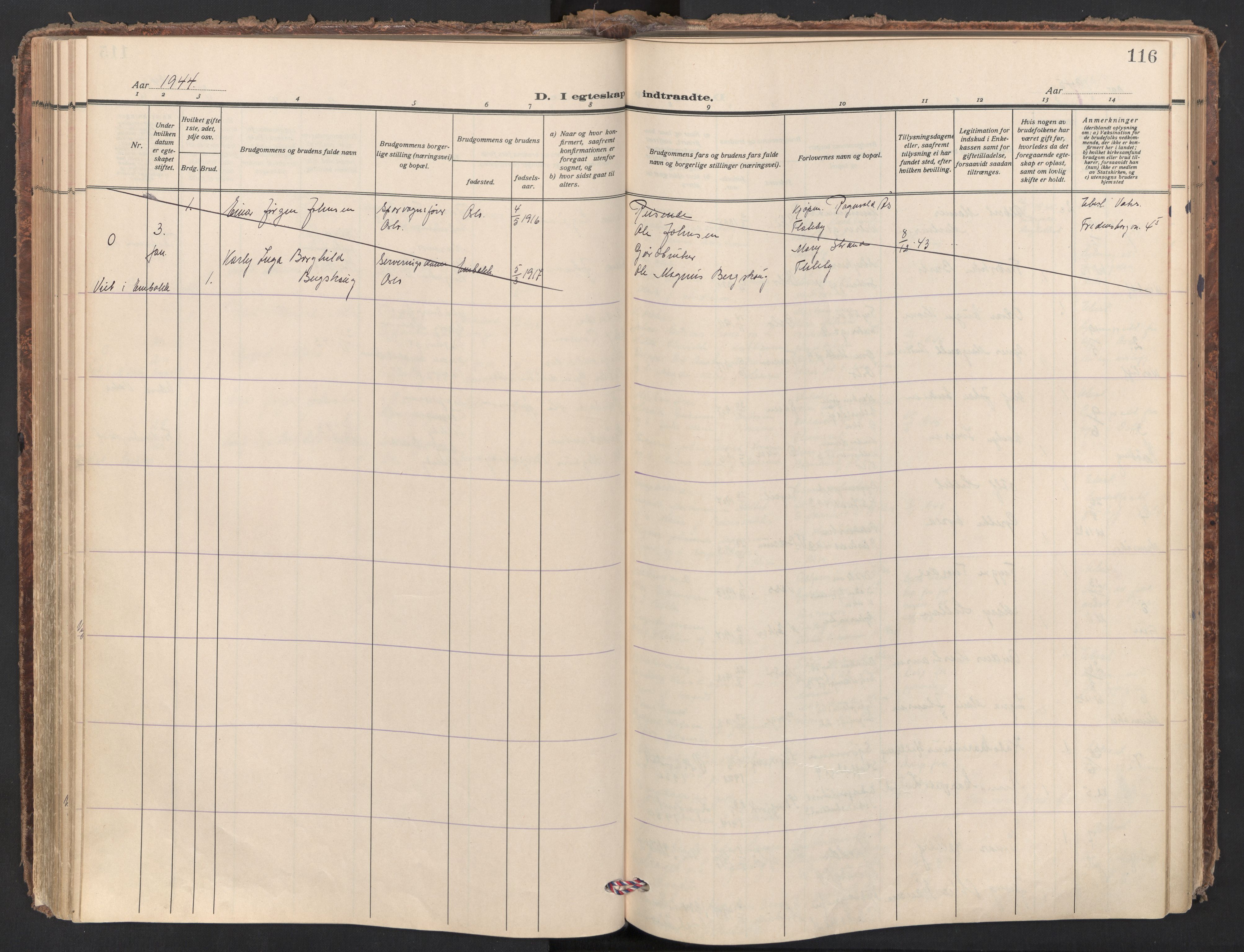 Trefoldighet prestekontor Kirkebøker, AV/SAO-A-10882/F/Fc/L0010: Parish register (official) no. III 10, 1936-1954, p. 116