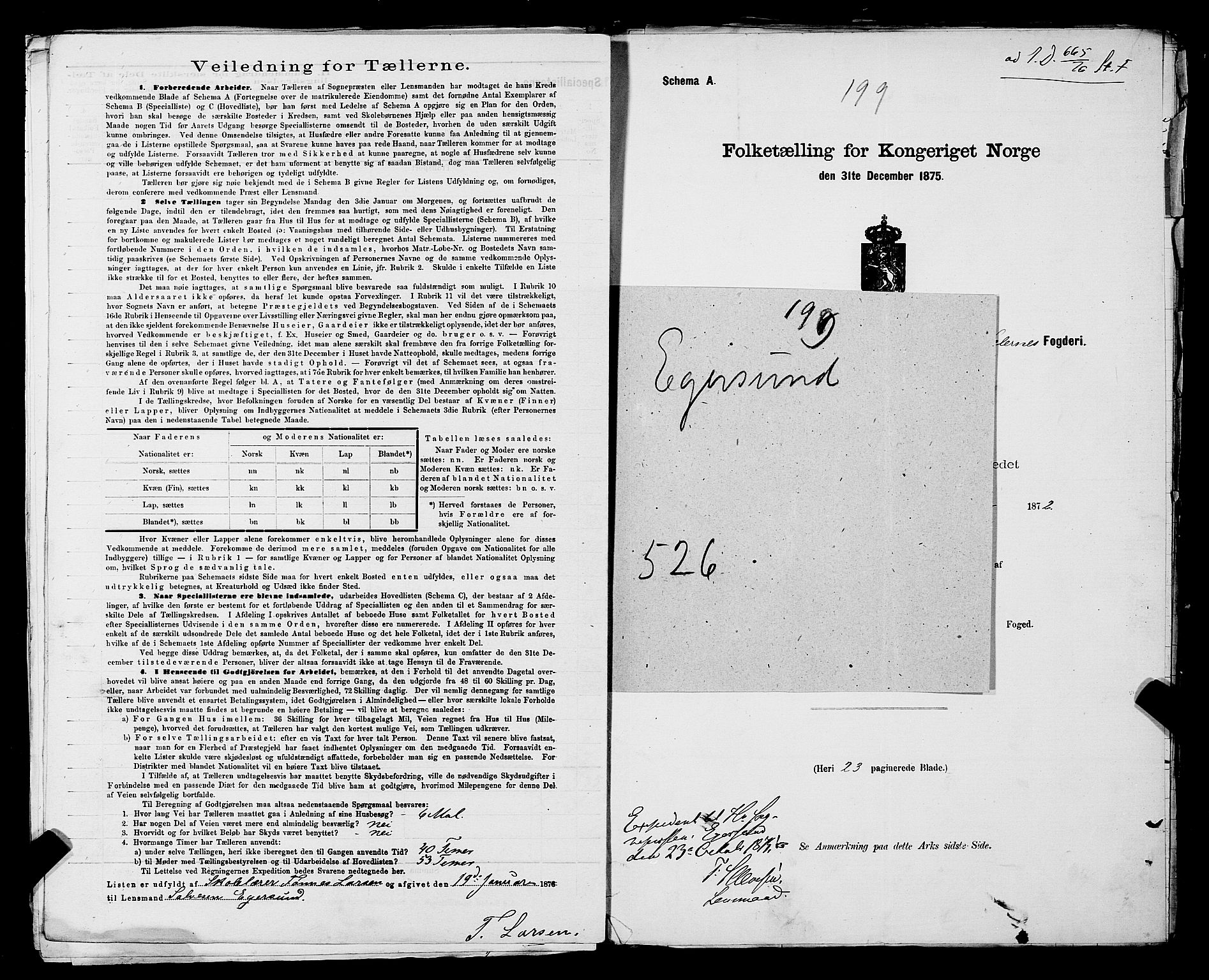 SAST, 1875 census for 1116L Eigersund/Eigersund og Ogna, 1875, p. 24