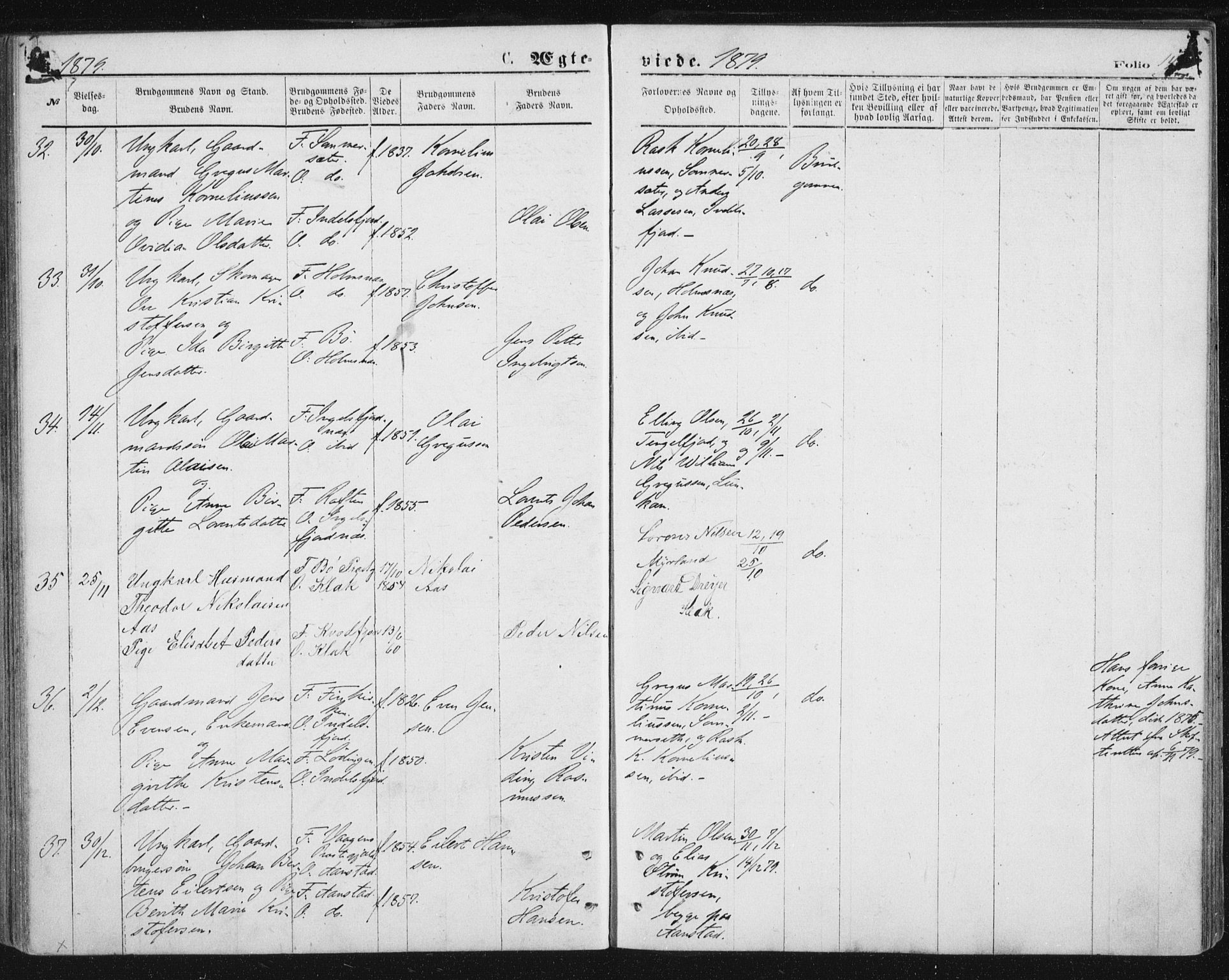 Ministerialprotokoller, klokkerbøker og fødselsregistre - Nordland, AV/SAT-A-1459/888/L1243: Parish register (official) no. 888A09, 1876-1879, p. 146