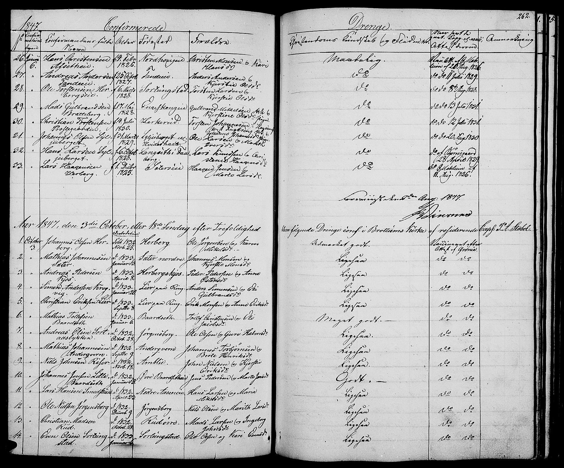 Ringsaker prestekontor, AV/SAH-PREST-014/L/La/L0005: Parish register (copy) no. 5, 1839-1850, p. 262