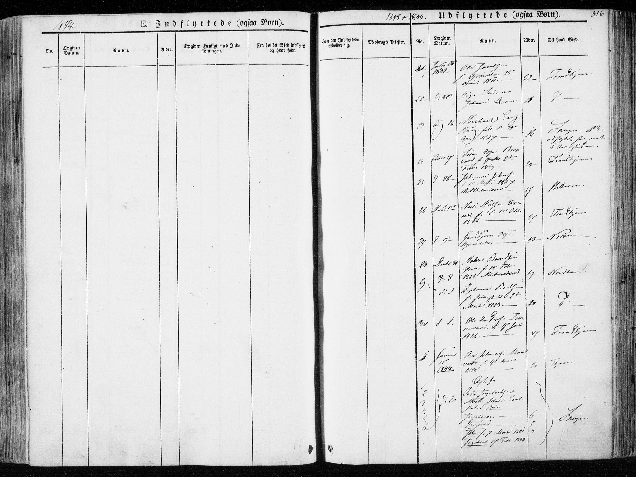 Ministerialprotokoller, klokkerbøker og fødselsregistre - Nord-Trøndelag, SAT/A-1458/723/L0239: Parish register (official) no. 723A08, 1841-1851, p. 316
