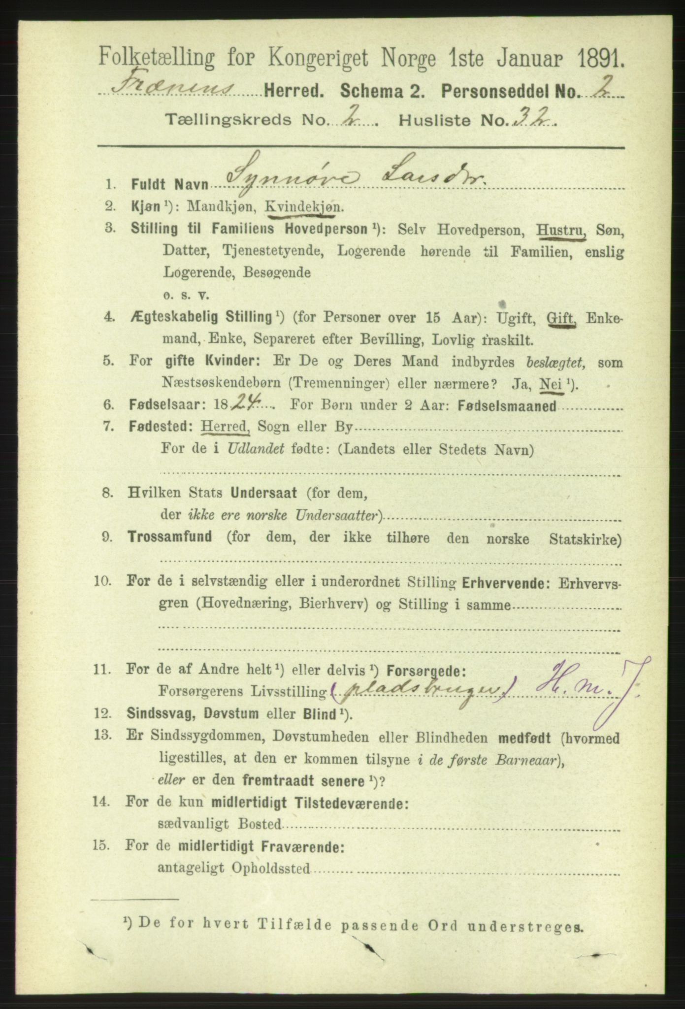 RA, 1891 census for 1548 Fræna, 1891, p. 660