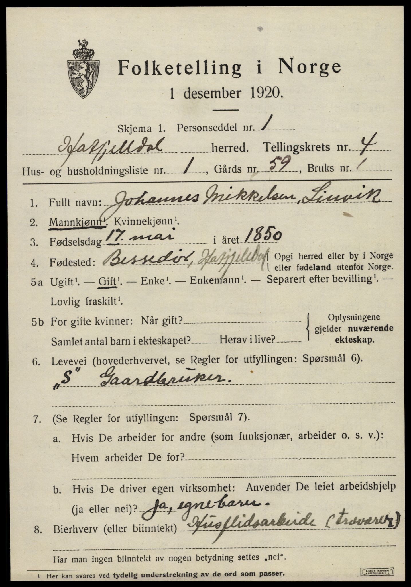 SAT, 1920 census for Hattfjelldal, 1920, p. 946