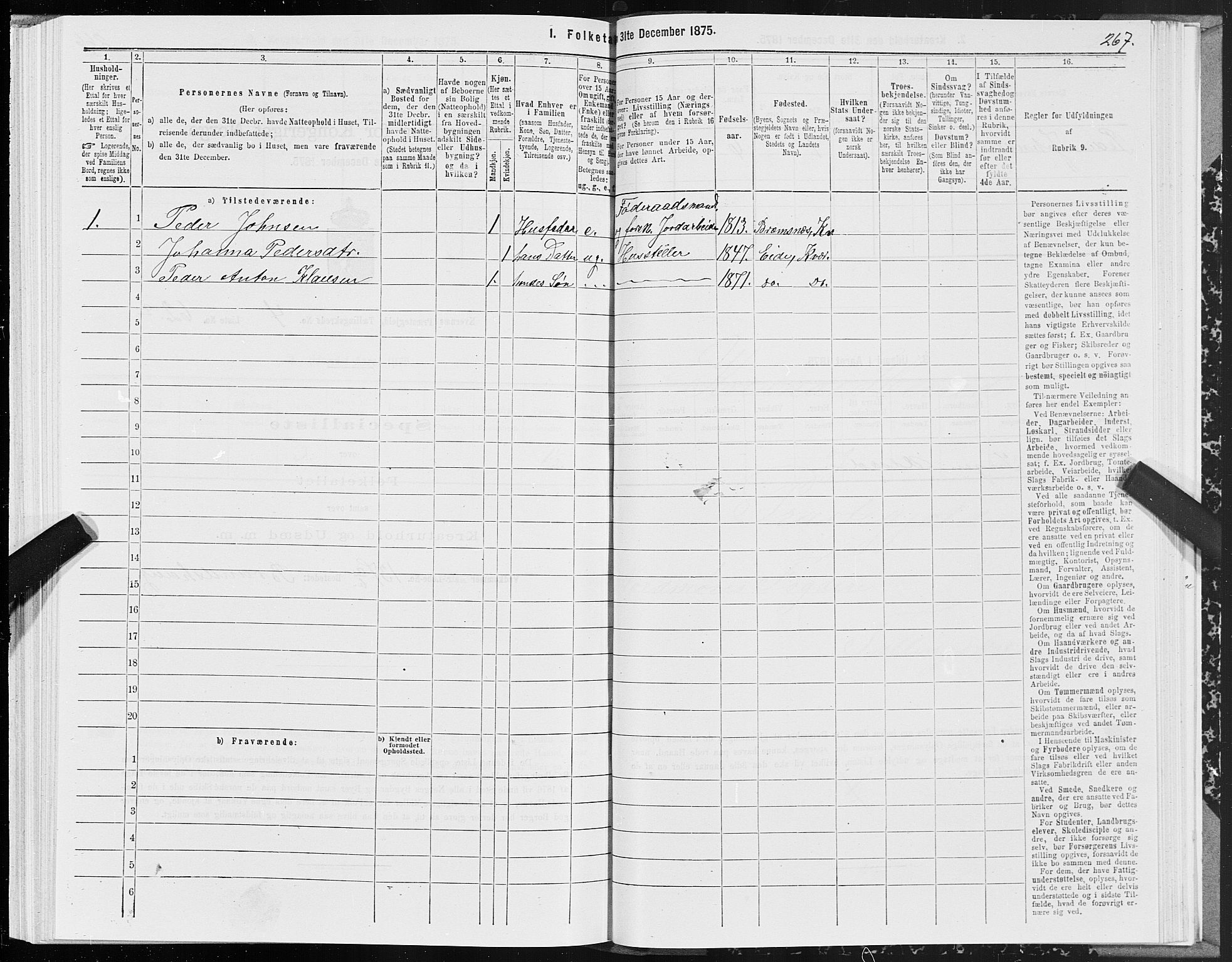 SAT, 1875 census for 1553P Kvernes, 1875, p. 2267