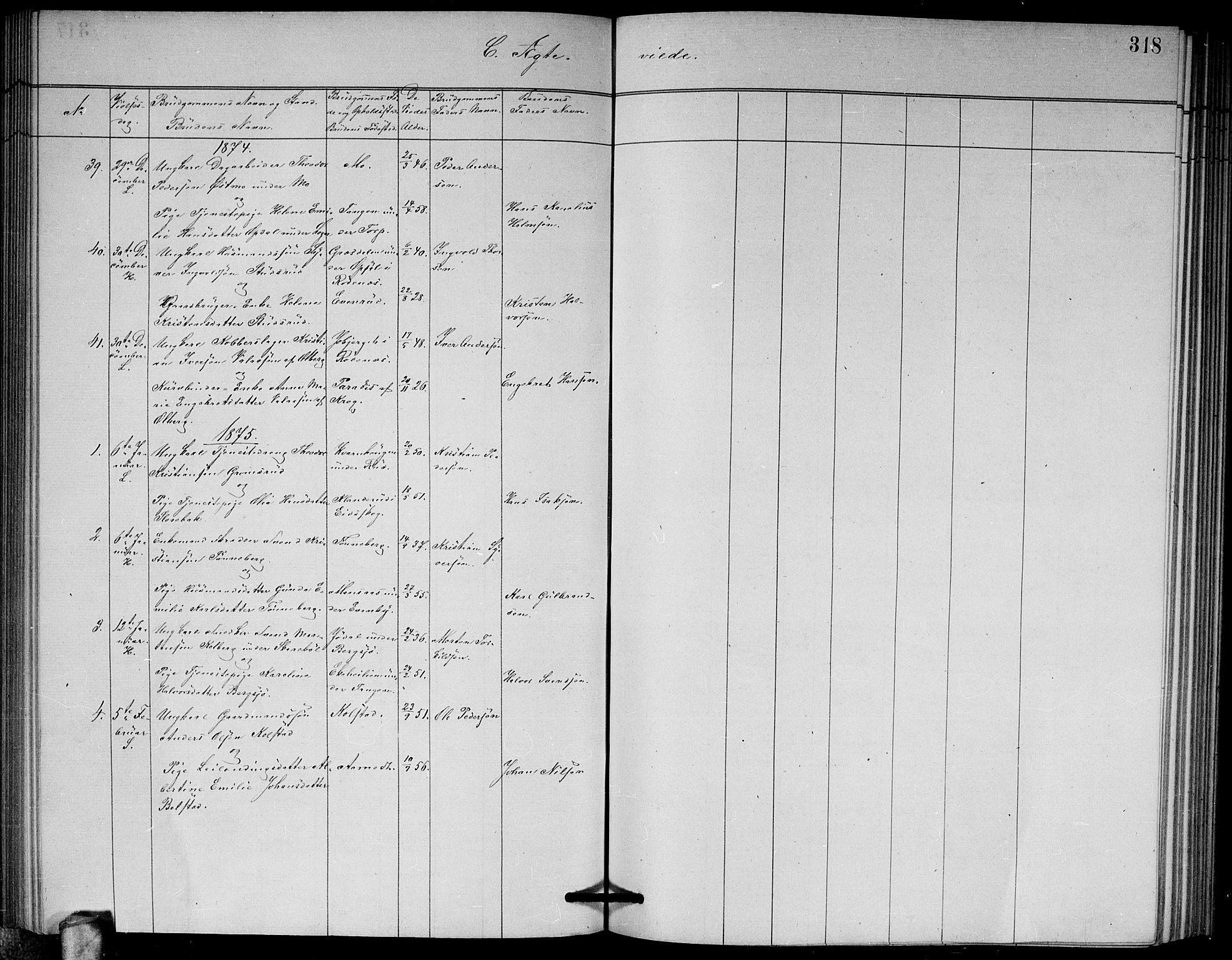 Høland prestekontor Kirkebøker, AV/SAO-A-10346a/G/Ga/L0006: Parish register (copy) no. I 6, 1869-1879, p. 318