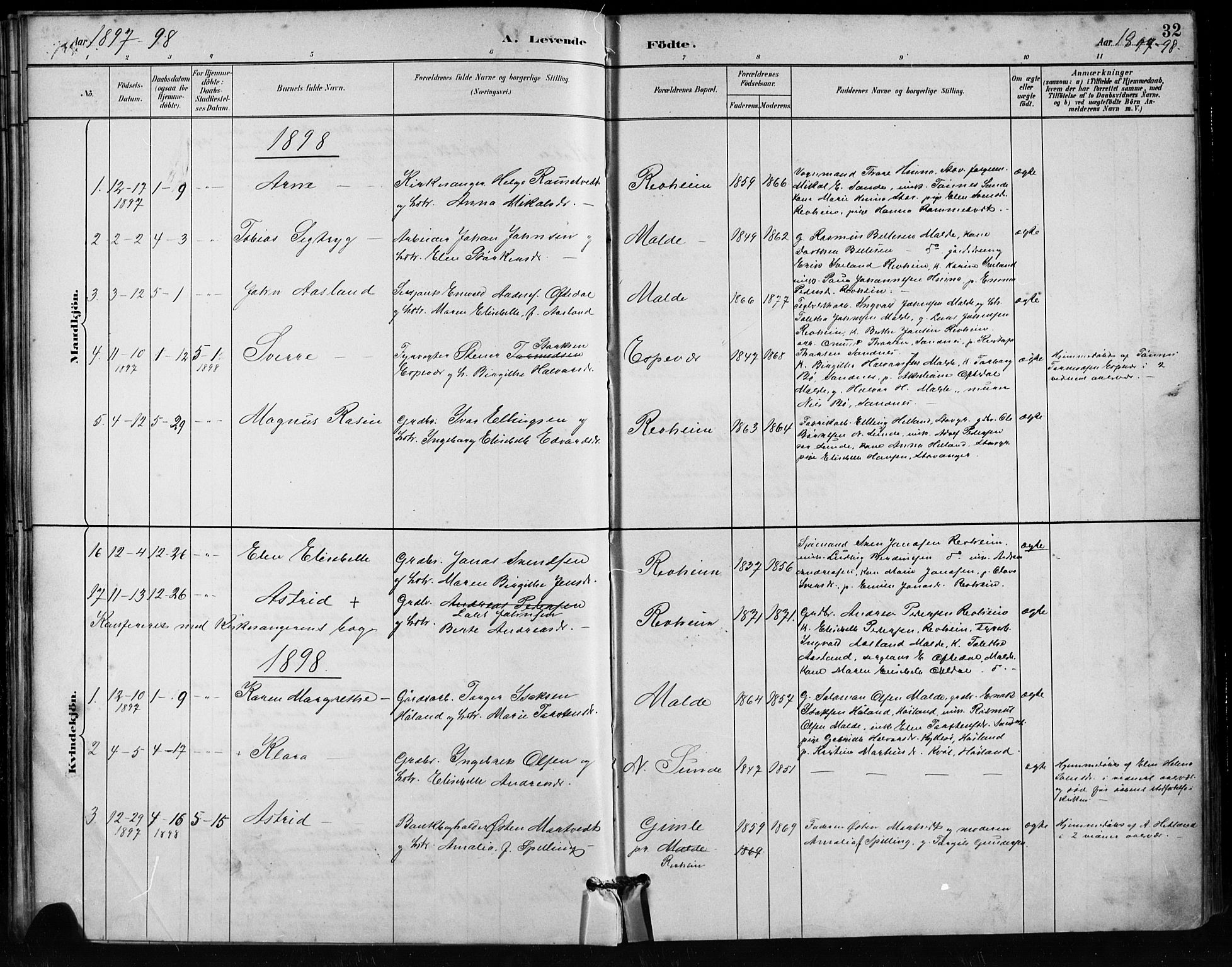 Håland sokneprestkontor, SAST/A-101802/001/30BA/L0011: Parish register (official) no. A 10, 1883-1900, p. 32