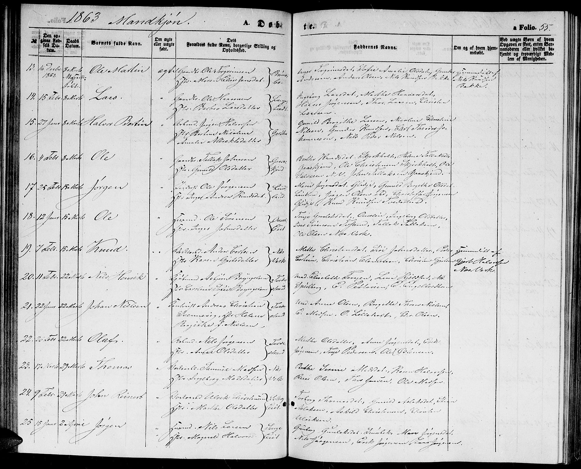 Holt sokneprestkontor, AV/SAK-1111-0021/F/Fb/L0008: Parish register (copy) no. B 8, 1858-1871, p. 55