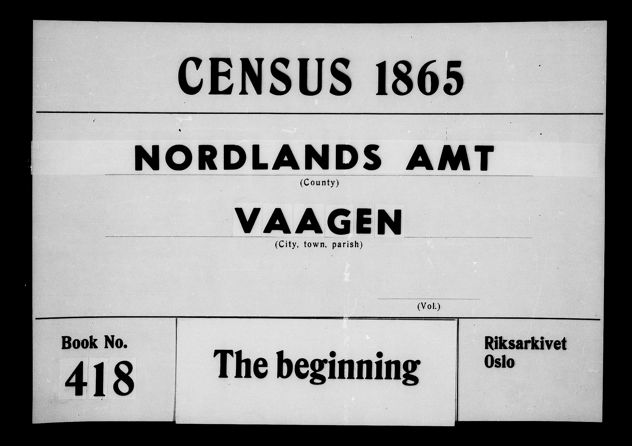 RA, 1865 census for Vågan, 1865, p. 1