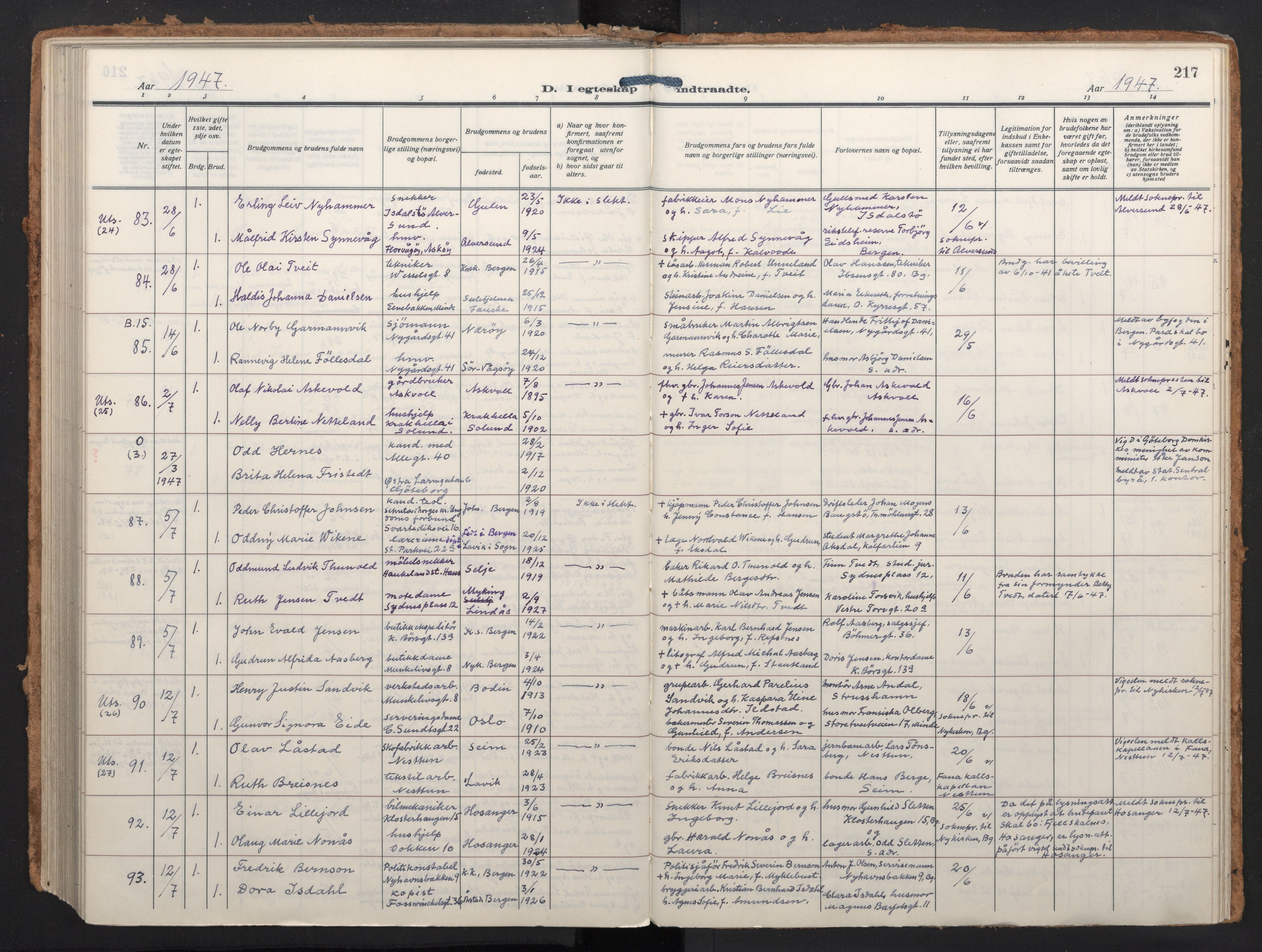 Johanneskirken sokneprestembete, AV/SAB-A-76001/H/Haa/L0014: Parish register (official) no. D 3, 1929-1949, p. 216b-217a