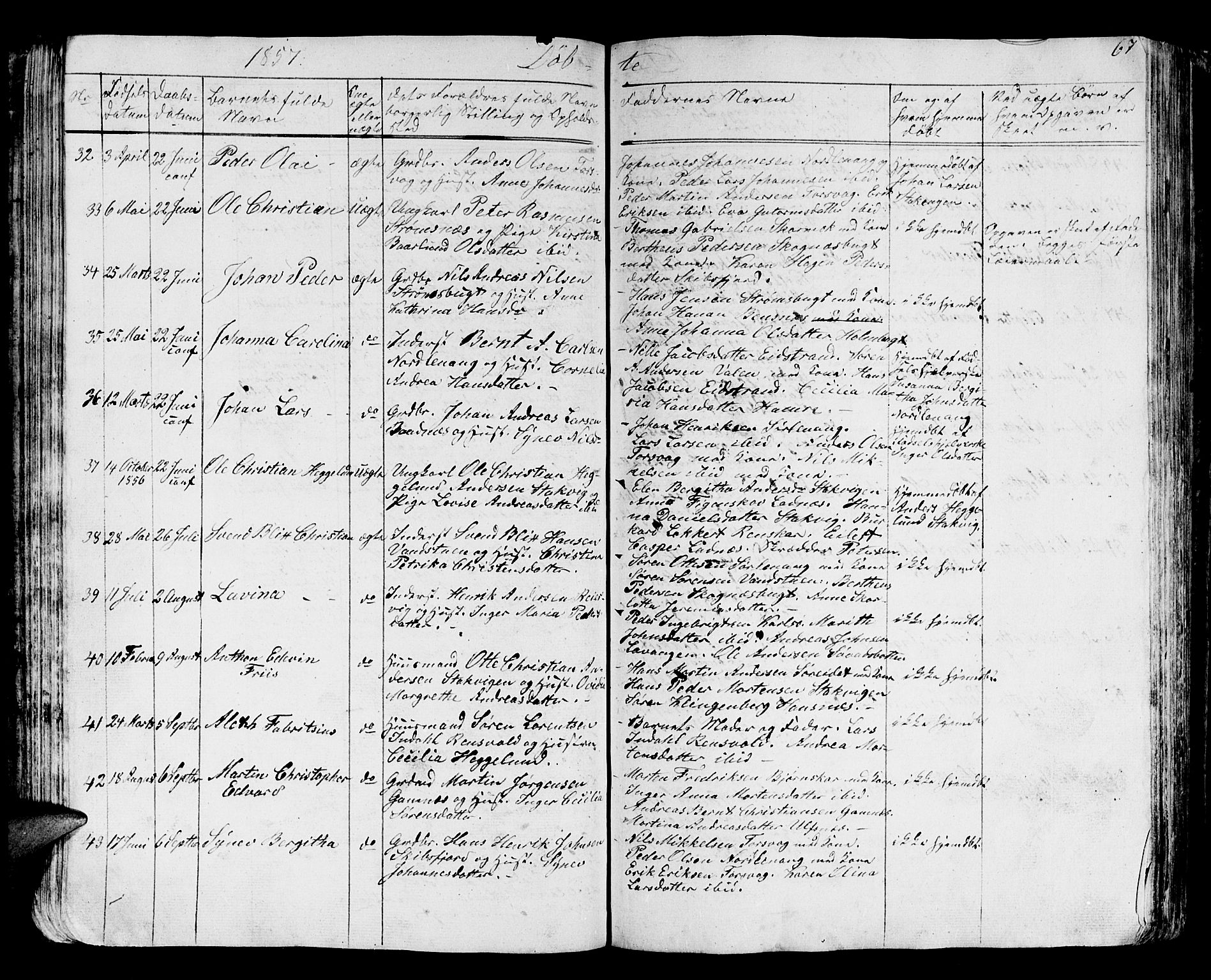 Karlsøy sokneprestembete, AV/SATØ-S-1299/H/Ha/Hab/L0002klokker: Parish register (copy) no. 2, 1843-1861, p. 67