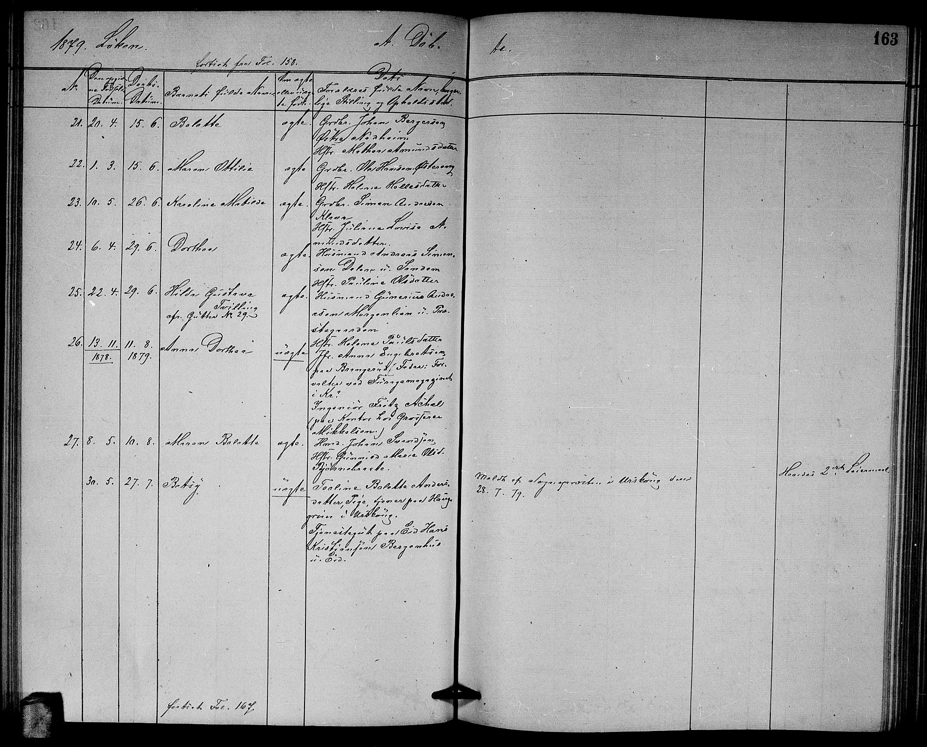 Høland prestekontor Kirkebøker, AV/SAO-A-10346a/G/Ga/L0006: Parish register (copy) no. I 6, 1869-1879, p. 163