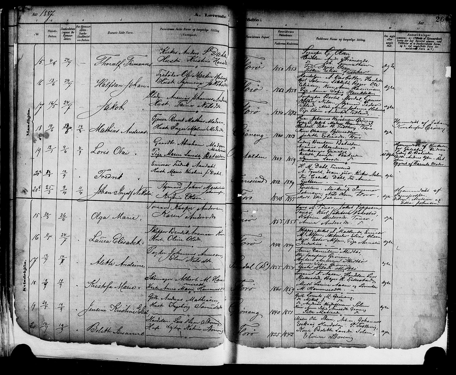 Kinn sokneprestembete, SAB/A-80801/H/Hab/Haba/L0002: Parish register (copy) no. A 2, 1882-1906, p. 26