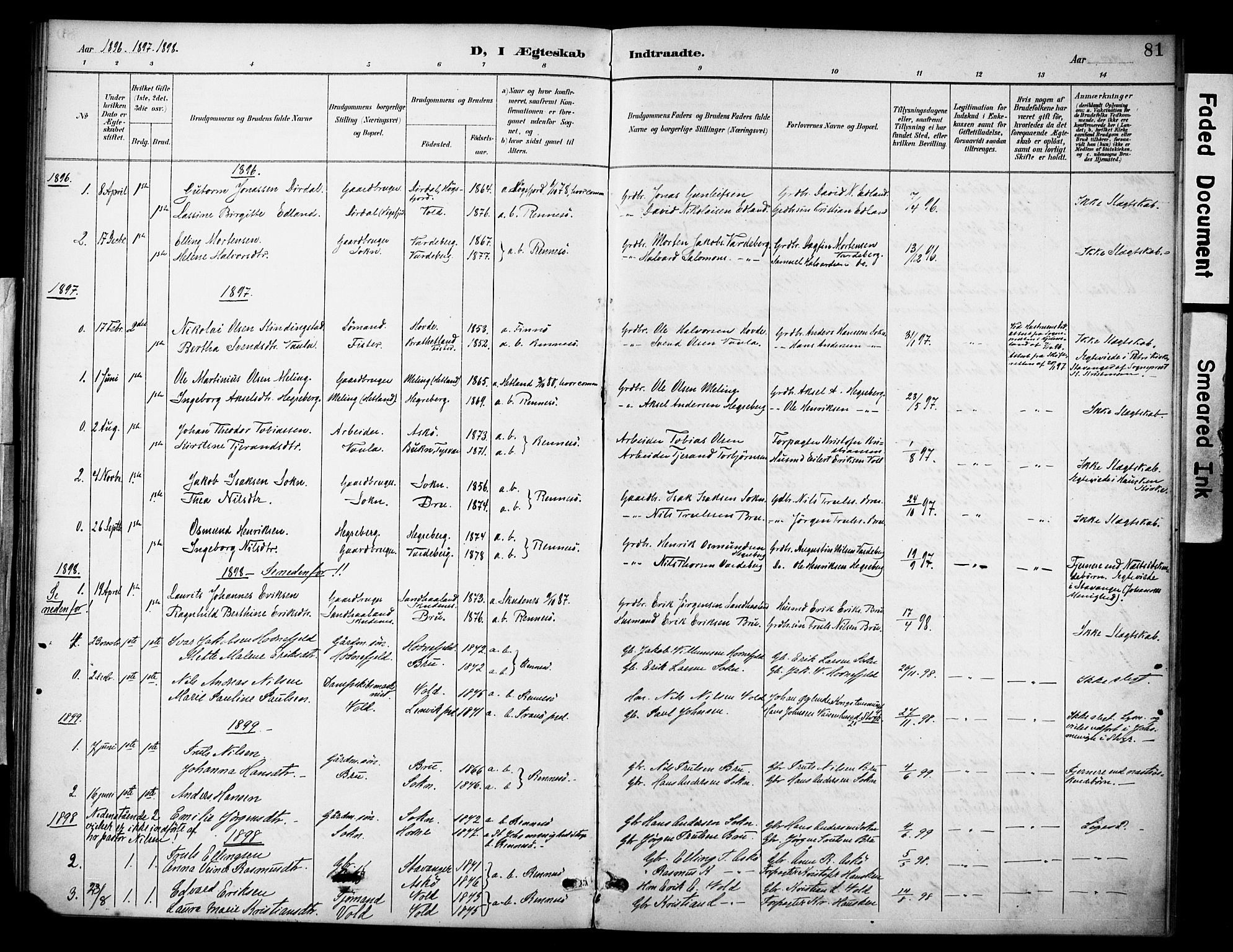 Rennesøy sokneprestkontor, AV/SAST-A -101827/H/Ha/Haa/L0015: Parish register (official) no. A 15, 1891-1908, p. 81