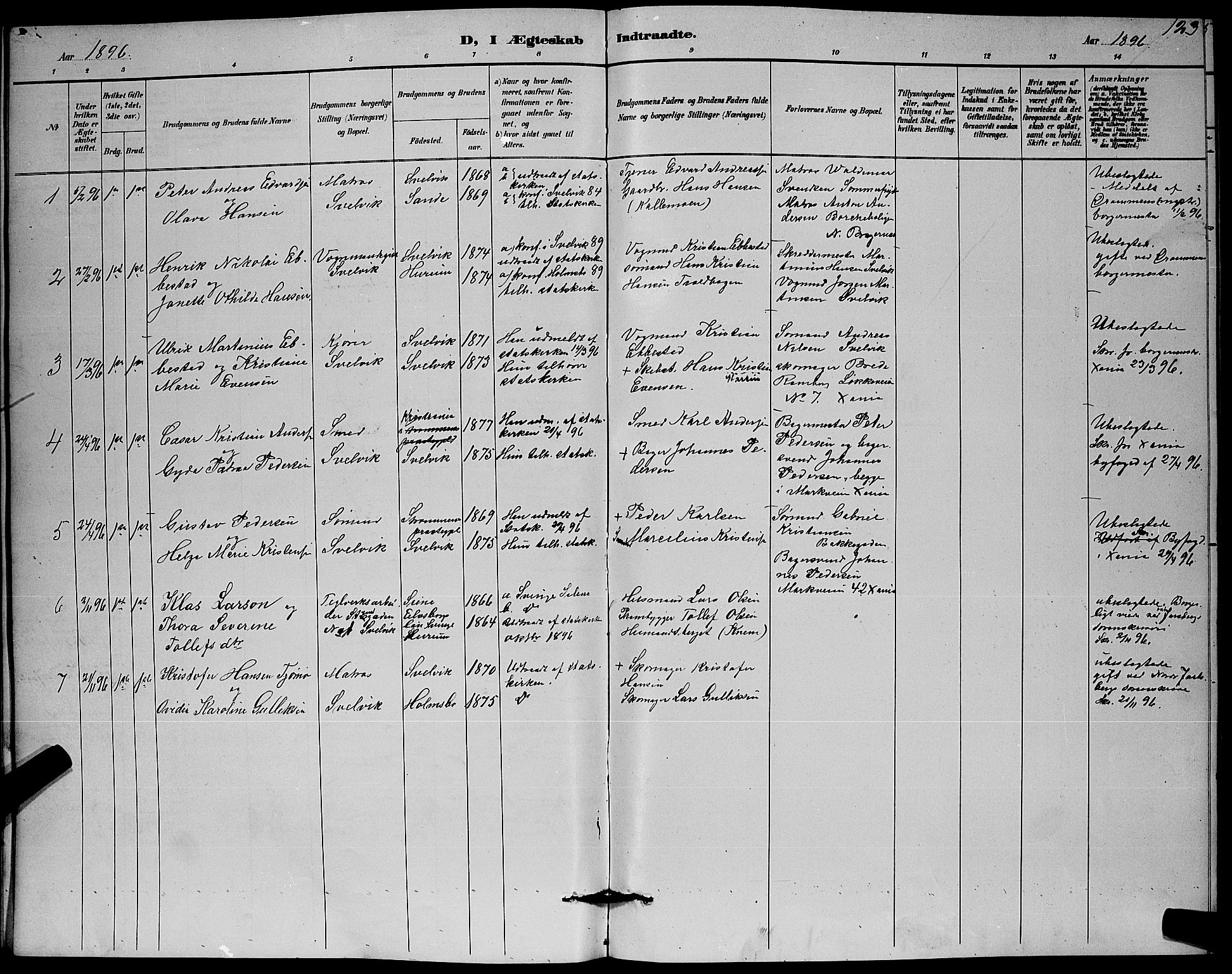 Strømm kirkebøker, AV/SAKO-A-322/G/Gb/L0001: Parish register (copy) no. II 1, 1889-1896, p. 123