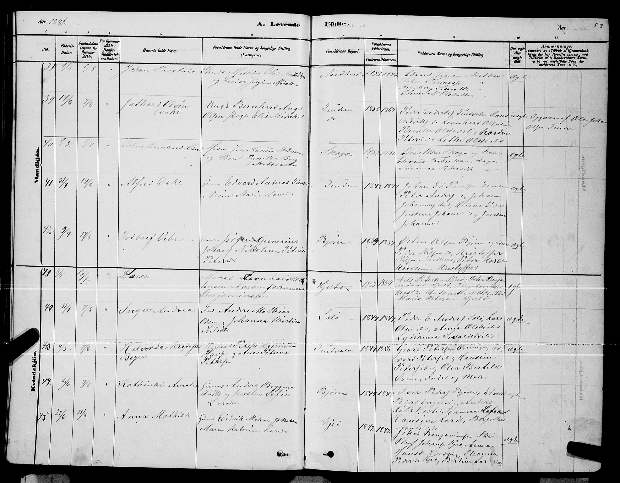 Ministerialprotokoller, klokkerbøker og fødselsregistre - Nordland, AV/SAT-A-1459/834/L0513: Parish register (copy) no. 834C04, 1877-1892, p. 53