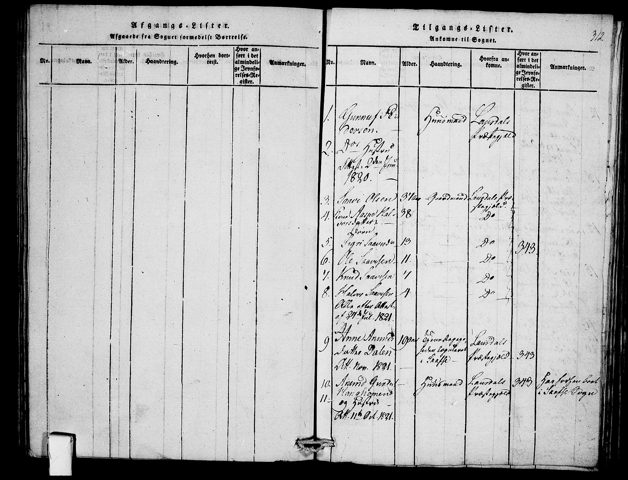 Mo kirkebøker, SAKO/A-286/F/Fb/L0001: Parish register (official) no. II 1, 1814-1844, p. 312