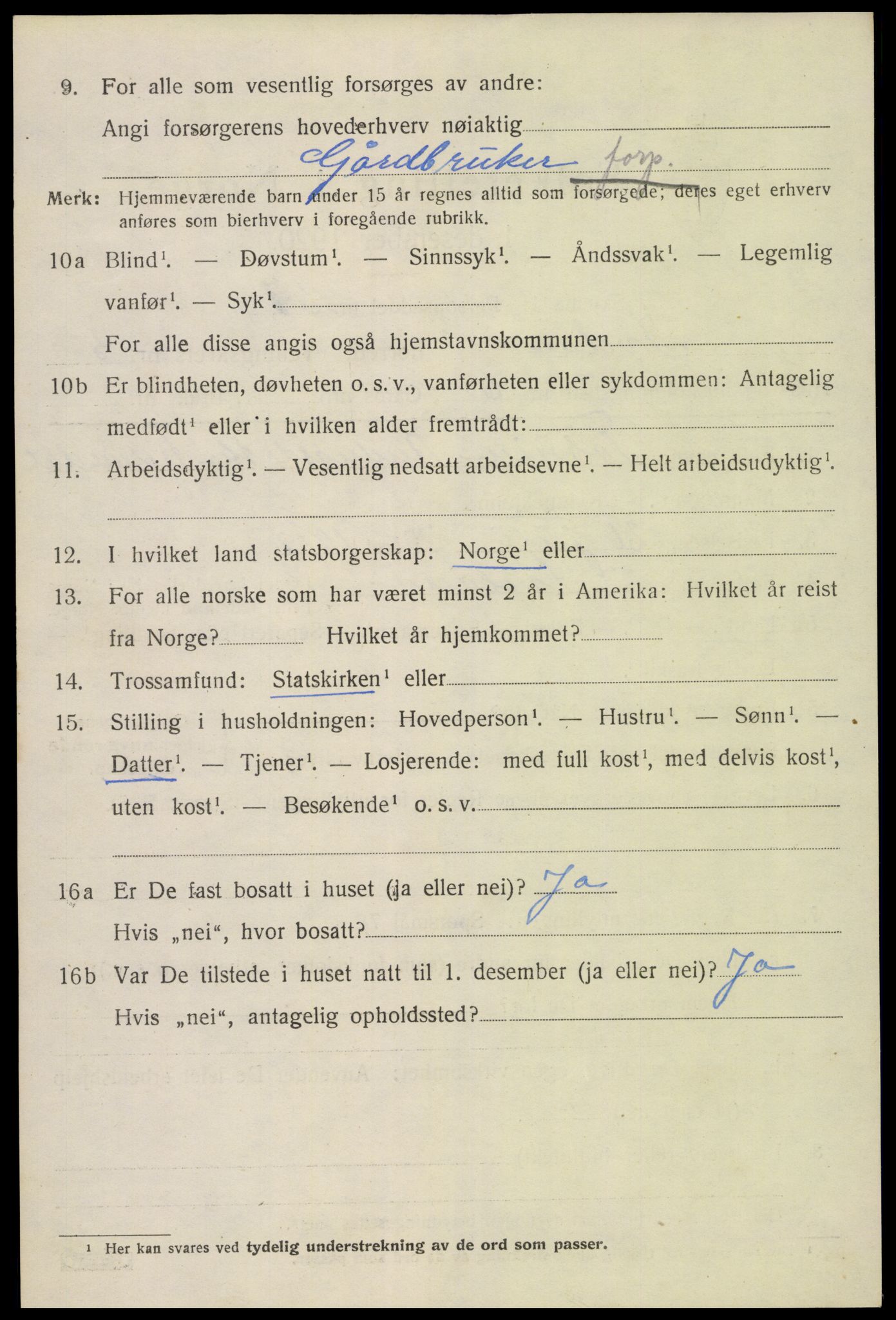 SAK, 1920 census for Iveland, 1920, p. 1652