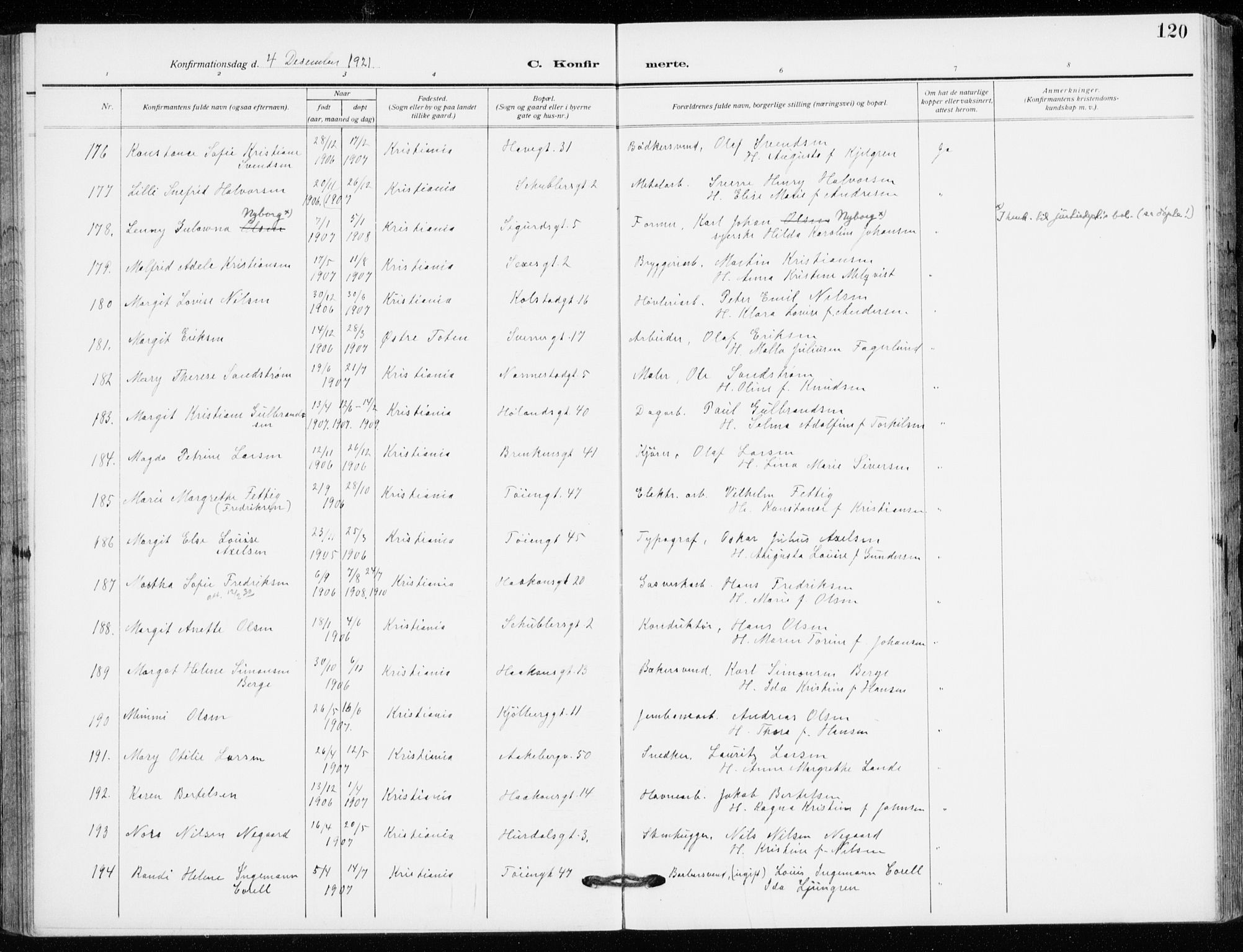 Kampen prestekontor Kirkebøker, SAO/A-10853/F/Fa/L0013: Parish register (official) no. I 13, 1917-1922, p. 120