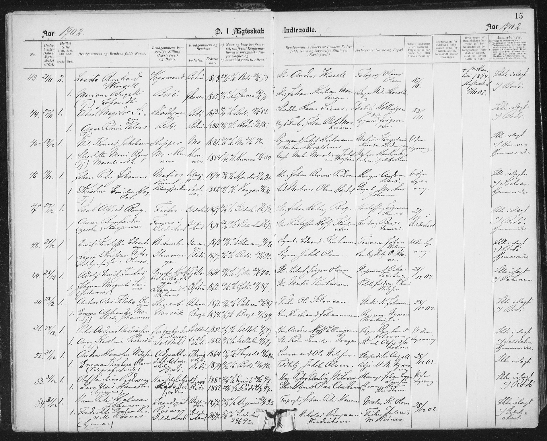 Ministerialprotokoller, klokkerbøker og fødselsregistre - Nordland, SAT/A-1459/801/L0012: Parish register (official) no. 801A12, 1900-1916, p. 15