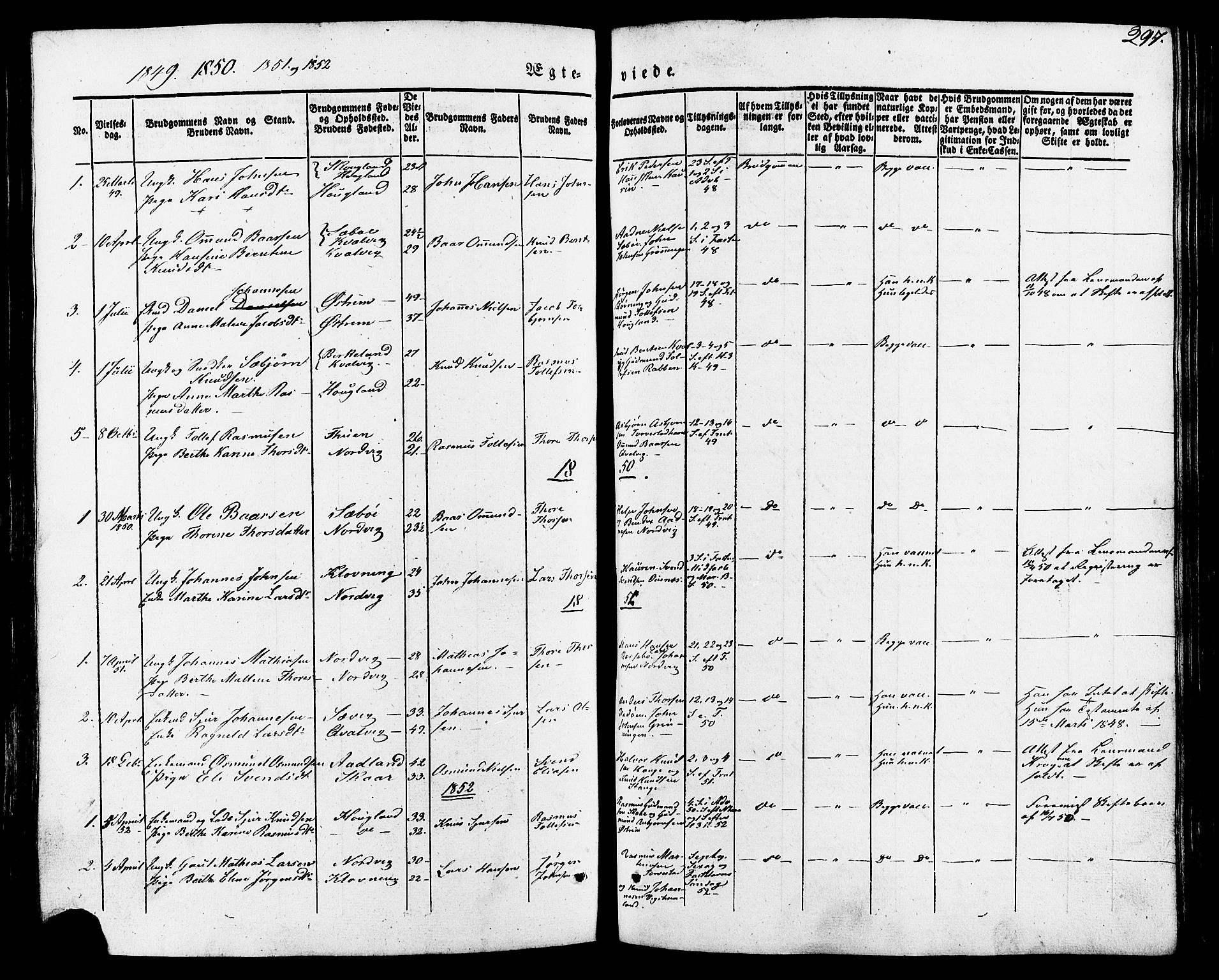 Torvastad sokneprestkontor, AV/SAST-A -101857/H/Ha/Haa/L0007: Parish register (official) no. A 7, 1838-1882, p. 297