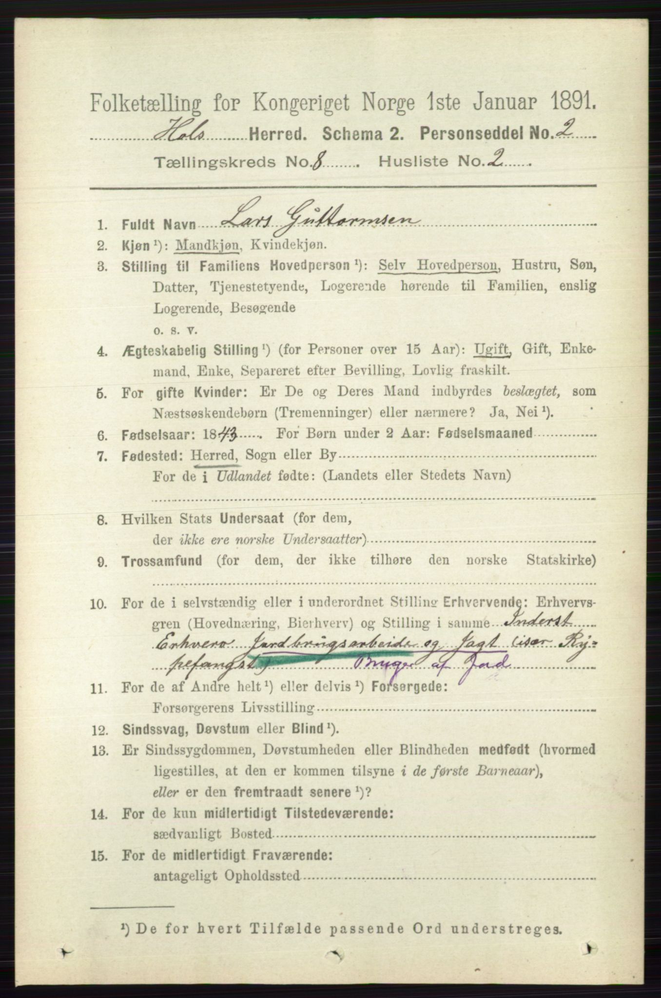 RA, 1891 census for 0620 Hol, 1891, p. 2246