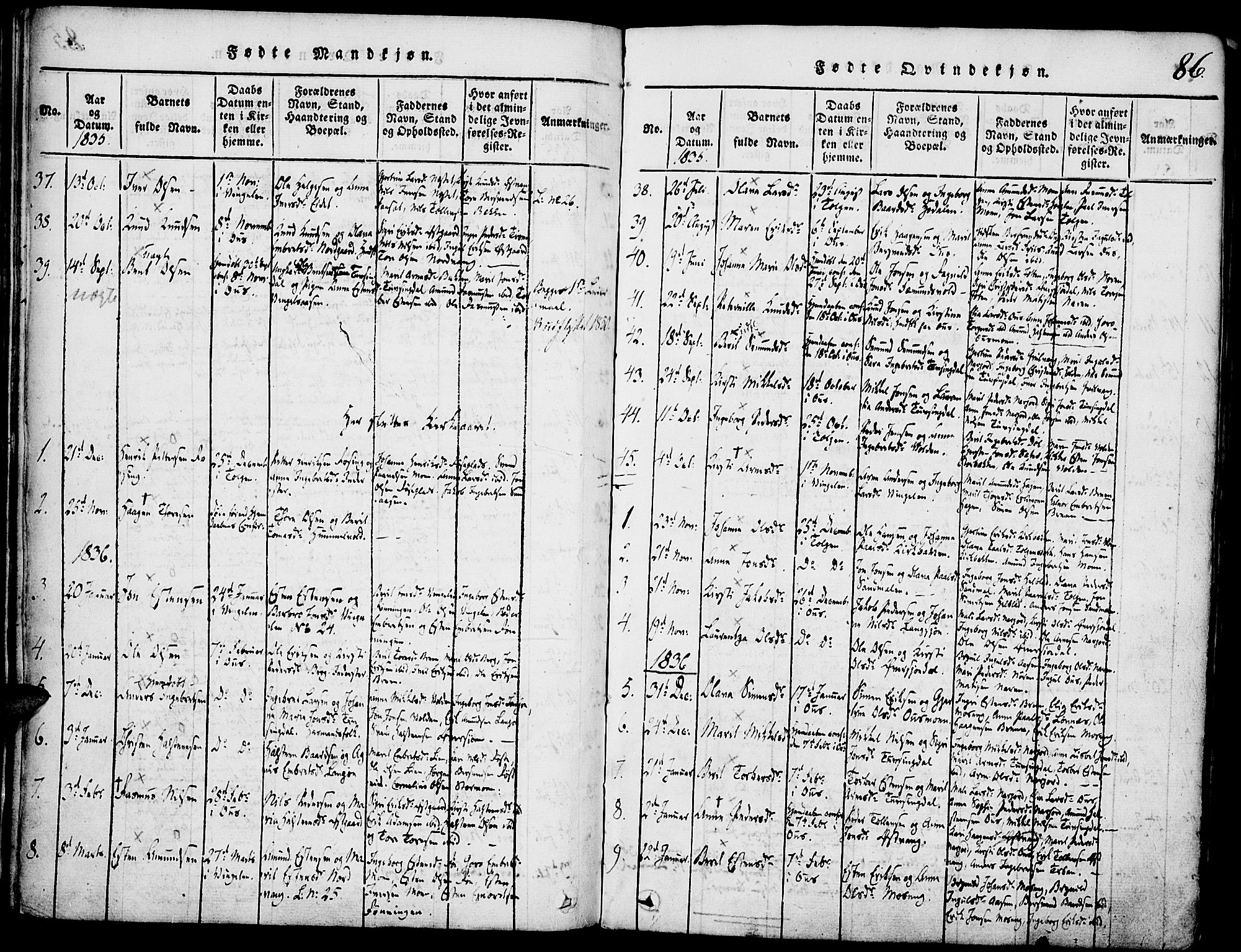 Tolga prestekontor, SAH/PREST-062/K/L0004: Parish register (official) no. 4, 1815-1836, p. 86