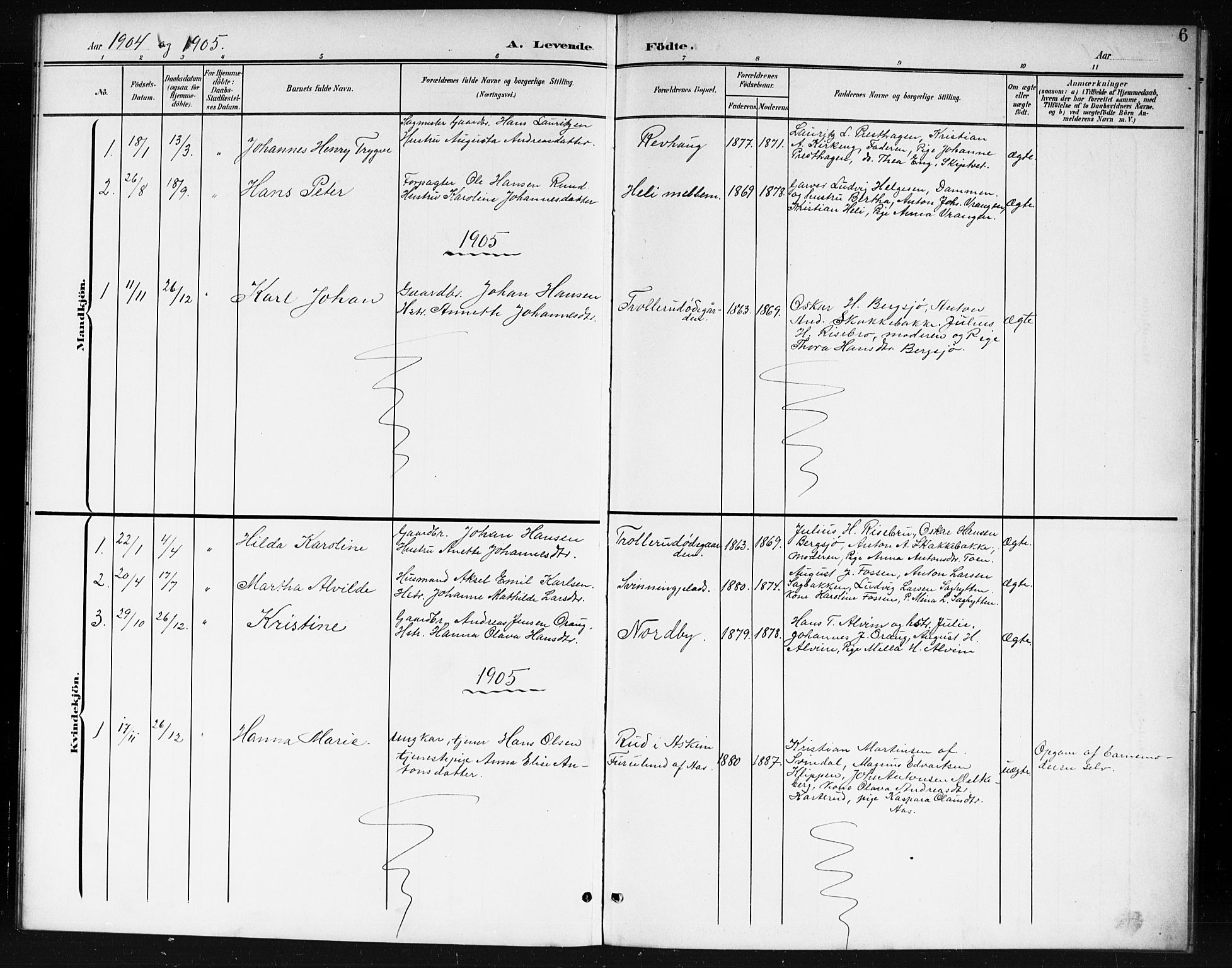 Spydeberg prestekontor Kirkebøker, AV/SAO-A-10924/G/Gc/L0001: Parish register (copy) no. III 1, 1901-1917, p. 6