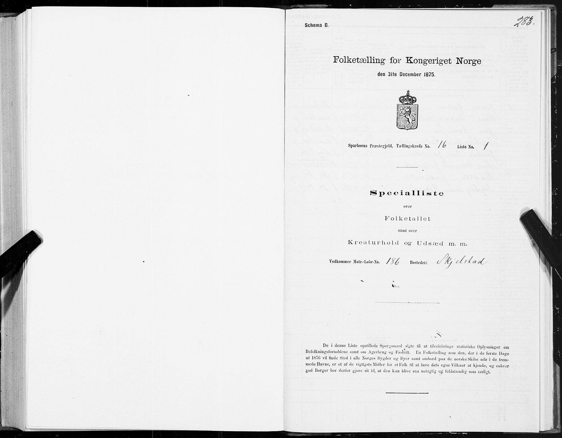 SAT, 1875 census for 1731P Sparbu, 1875, p. 5283