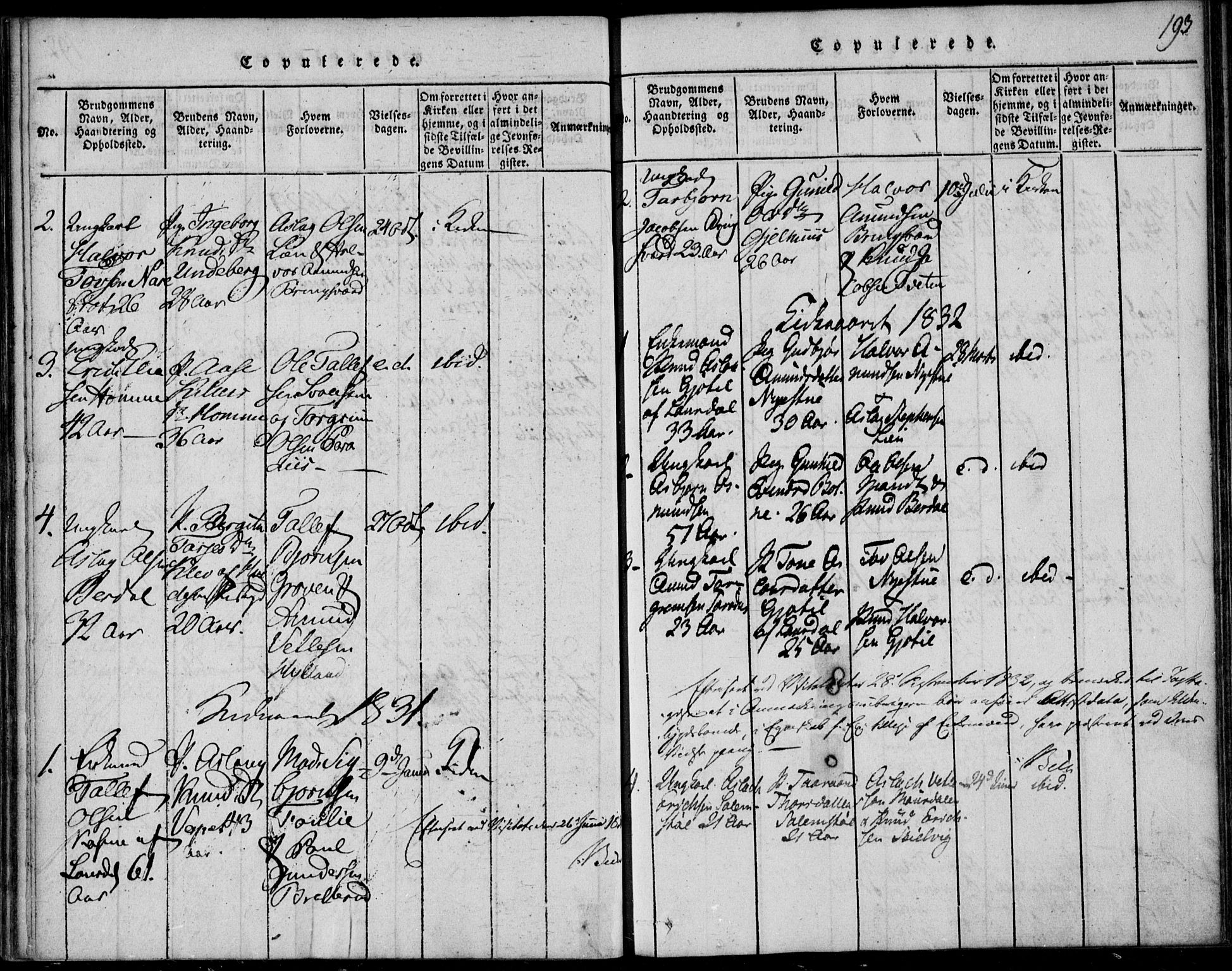 Vinje kirkebøker, SAKO/A-312/F/Fb/L0001: Parish register (official) no. II 1, 1814-1843, p. 193