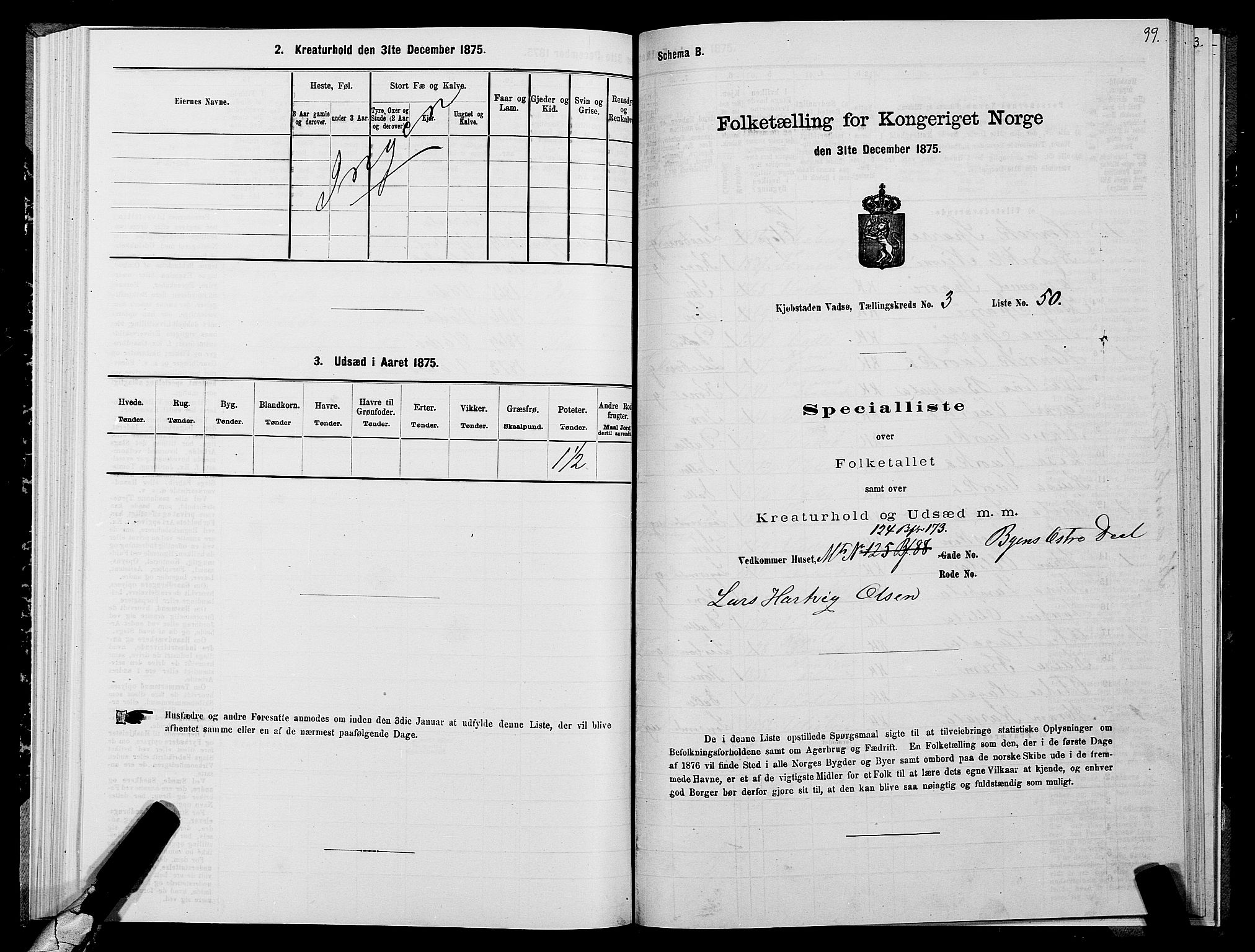 SATØ, 1875 census for 2003B Vadsø/Vadsø, 1875, p. 2099