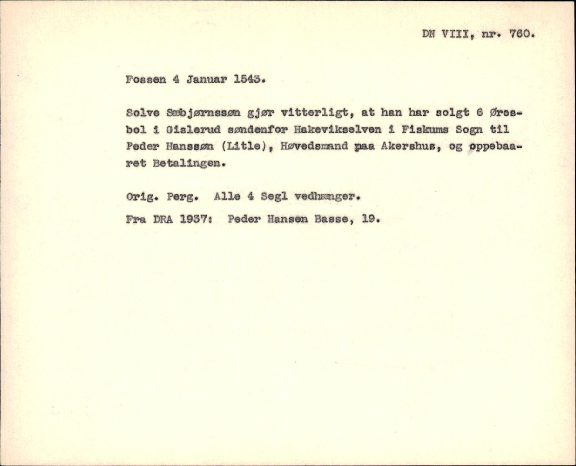 Riksarkivets diplomsamling, AV/RA-EA-5965/F35/F35f/L0002: Regestsedler: Diplomer fra DRA 1937 og 1996, p. 239