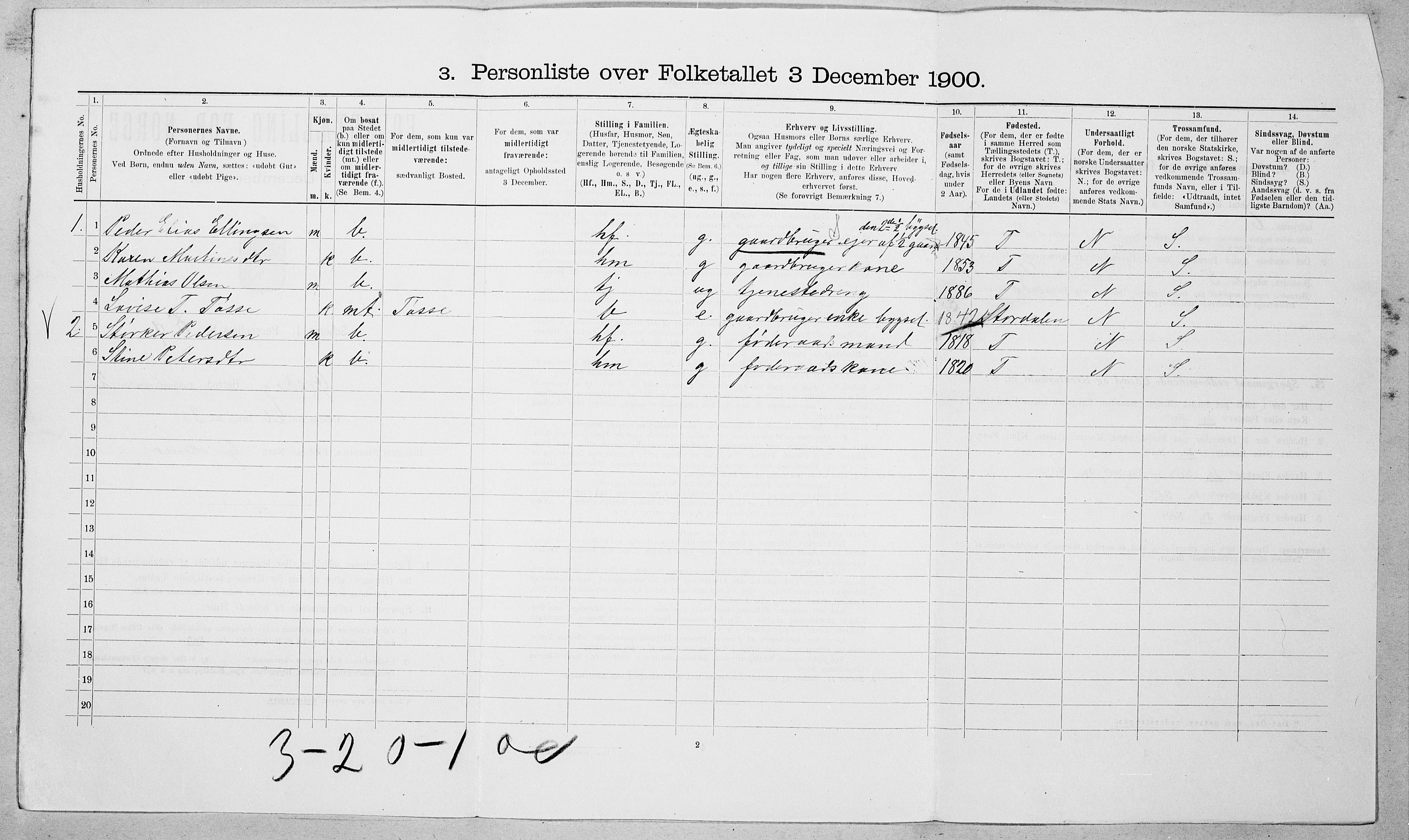 SAT, 1900 census for Ørskog, 1900, p. 226