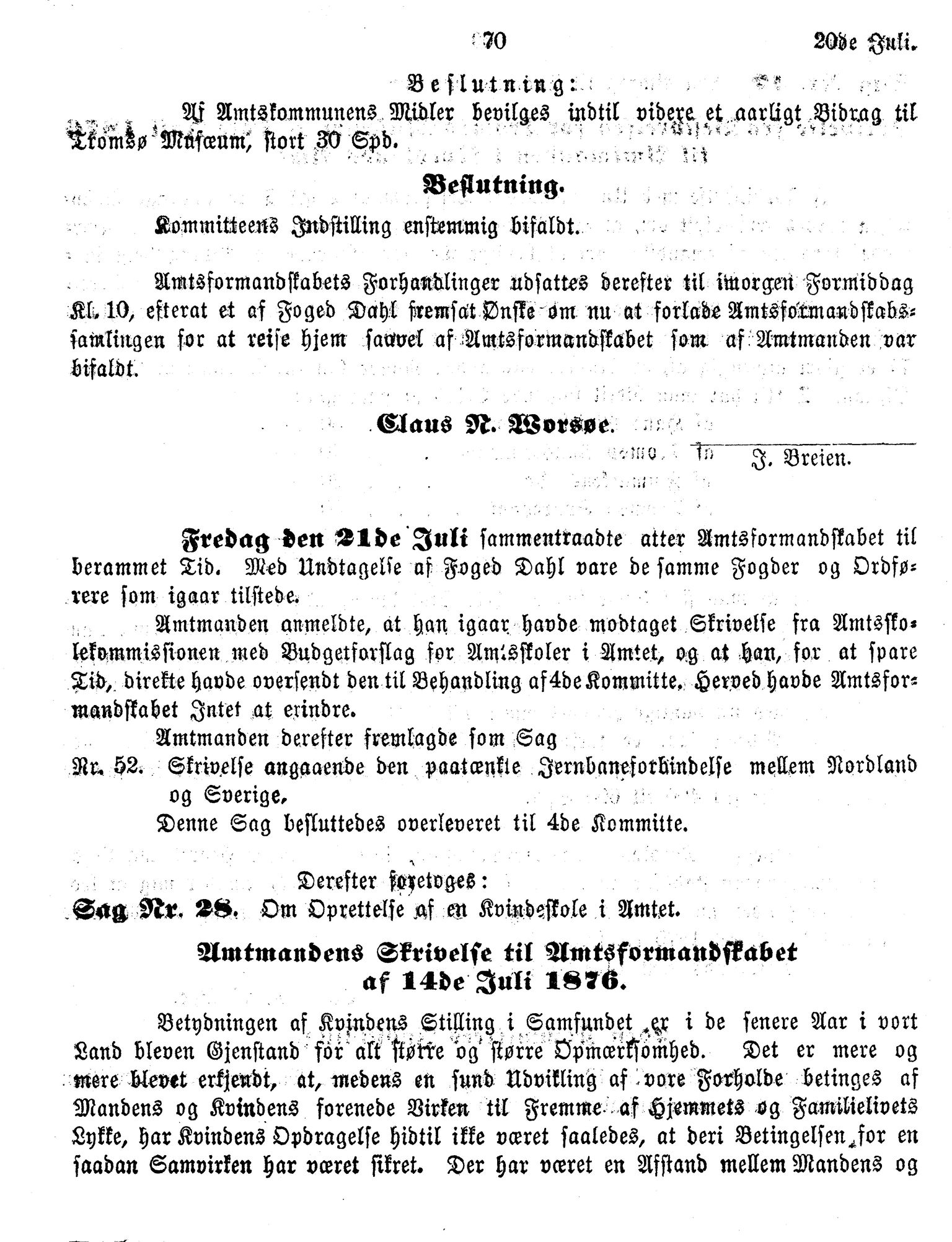 Nordland Fylkeskommune. Fylkestinget, AIN/NFK-17/176/A/Ac/L0010: Fylkestingsforhandlinger 1874-1880, 1874-1880, p. 70