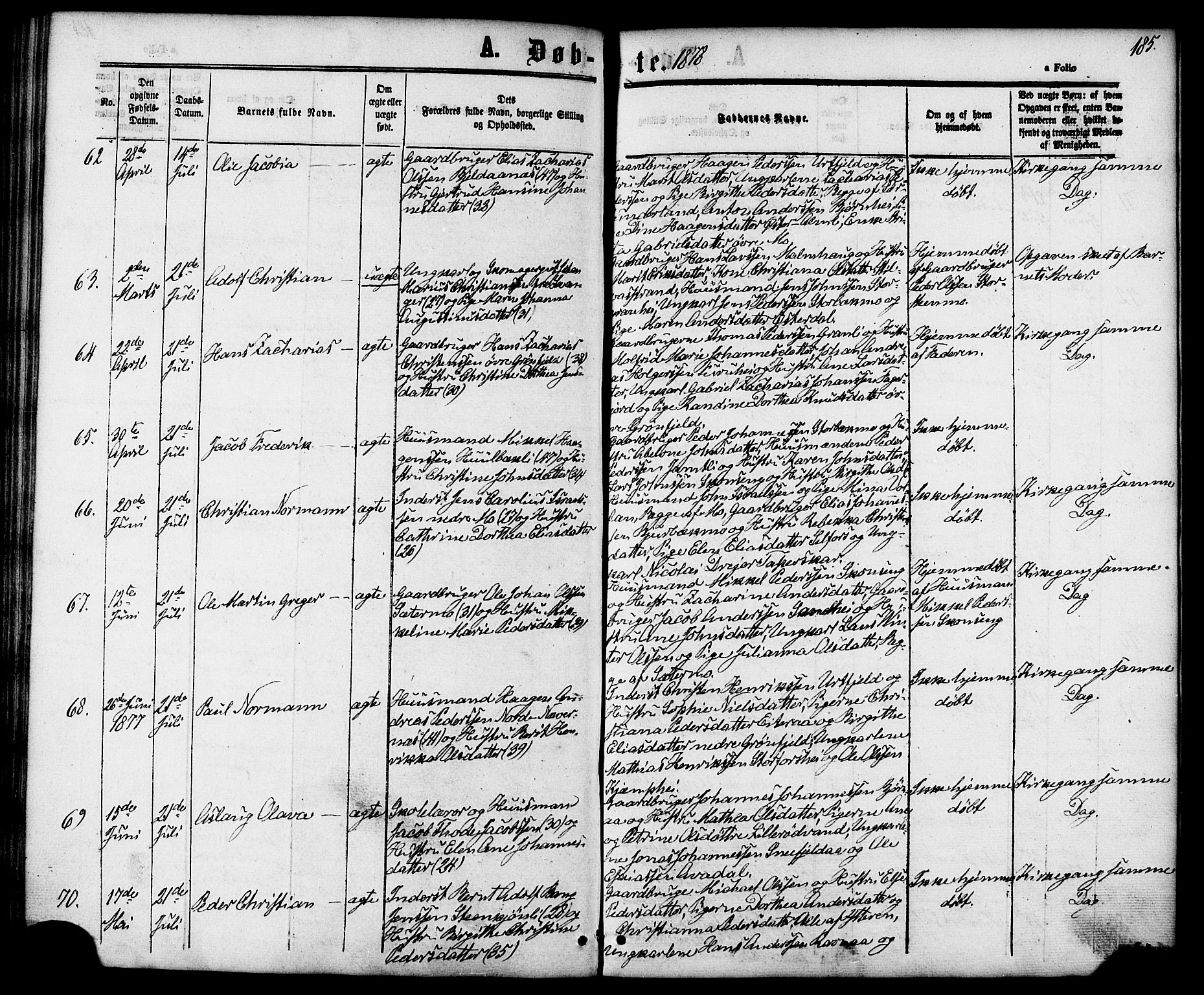 Ministerialprotokoller, klokkerbøker og fødselsregistre - Nordland, SAT/A-1459/827/L0393: Parish register (official) no. 827A05, 1863-1883, p. 185