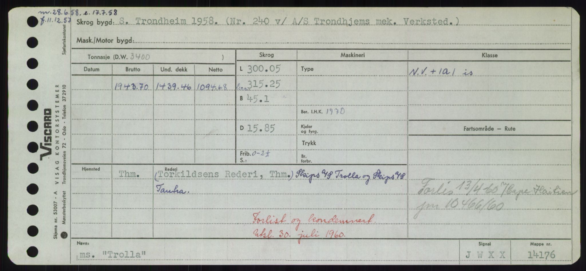 Sjøfartsdirektoratet med forløpere, Skipsmålingen, RA/S-1627/H/Hd/L0039: Fartøy, Ti-Tø, p. 605