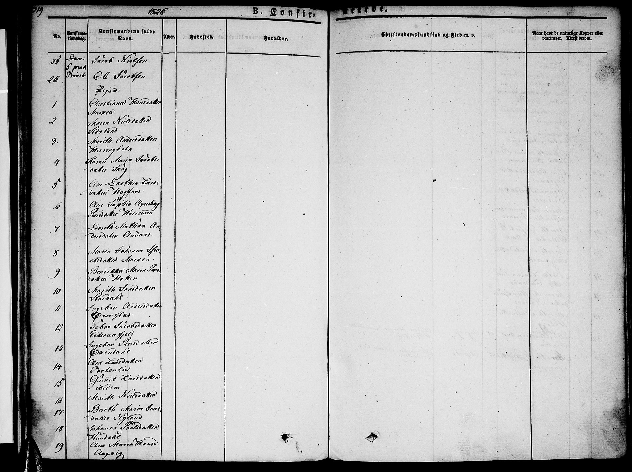 Ministerialprotokoller, klokkerbøker og fødselsregistre - Nordland, AV/SAT-A-1459/820/L0289: Parish register (official) no. 820A10, 1826-1845, p. 319