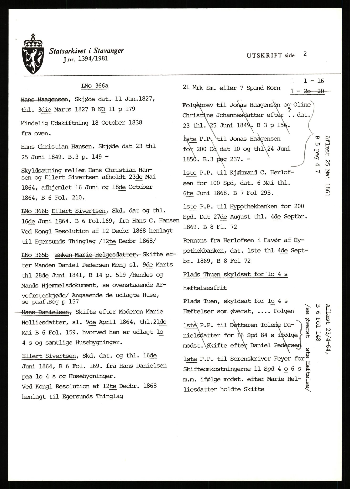 Statsarkivet i Stavanger, SAST/A-101971/03/Y/Yj/L0008: Avskrifter sortert etter gårdsnavn: Birkeland indre - Bjerge, 1750-1930, p. 88