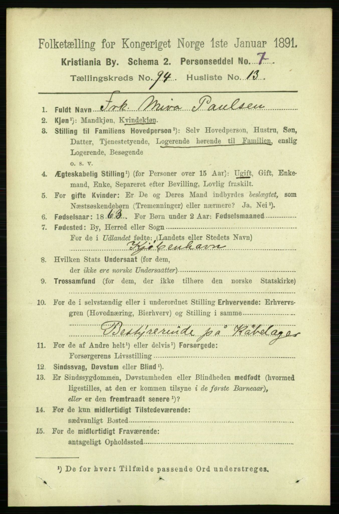 RA, 1891 census for 0301 Kristiania, 1891, p. 46231