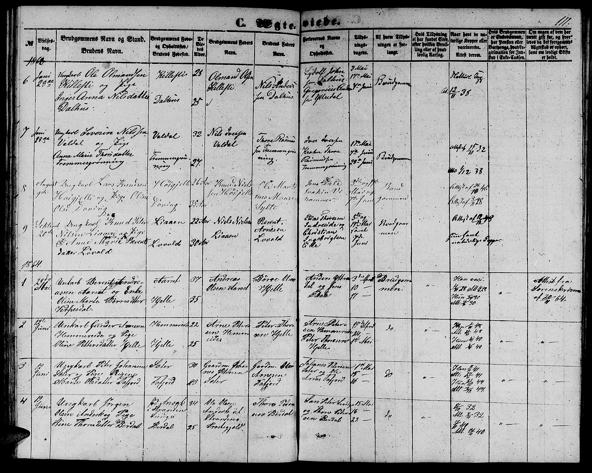 Ministerialprotokoller, klokkerbøker og fødselsregistre - Møre og Romsdal, SAT/A-1454/519/L0261: Parish register (copy) no. 519C02, 1854-1867, p. 111