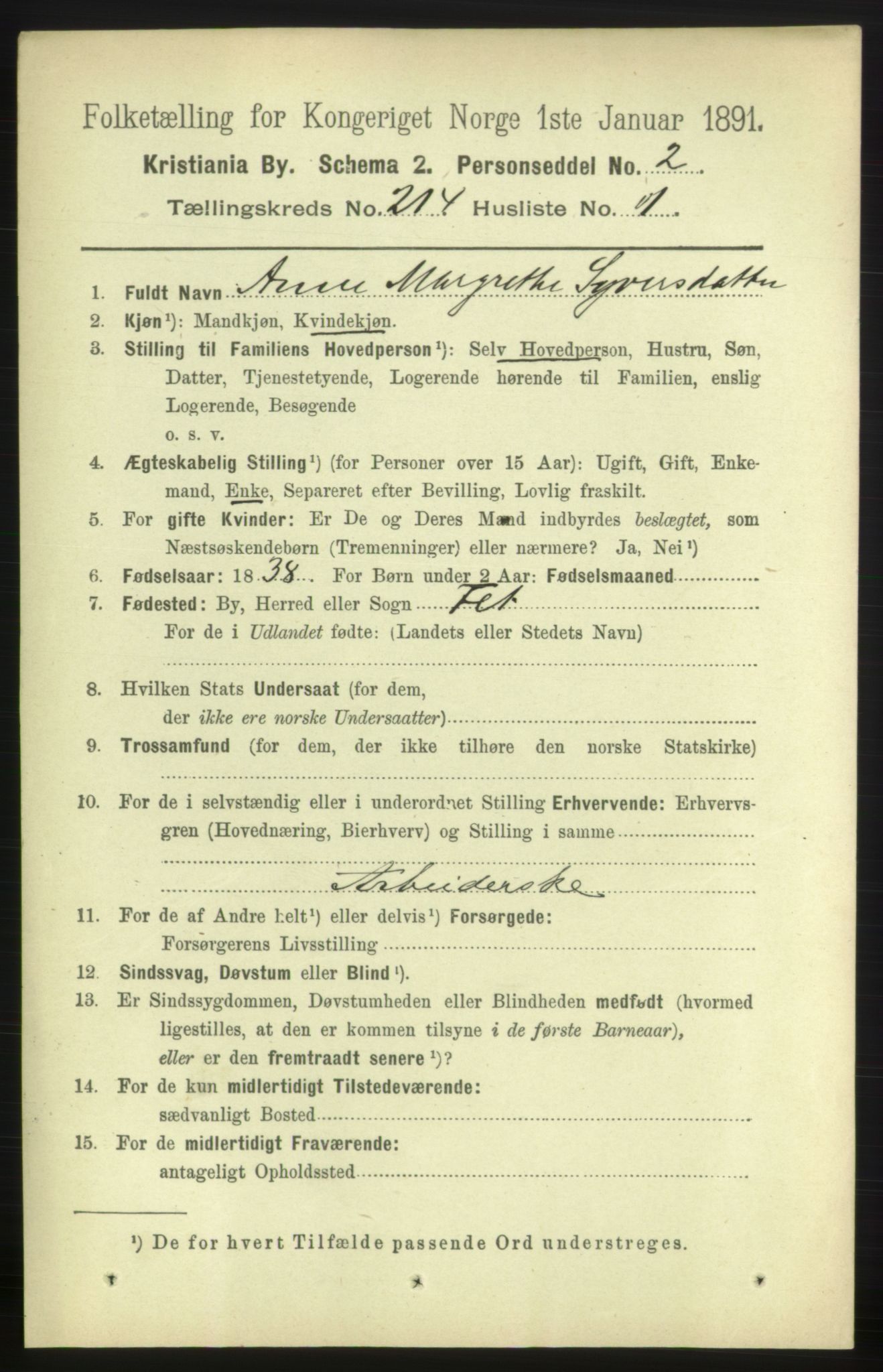 RA, 1891 census for 0301 Kristiania, 1891, p. 127274