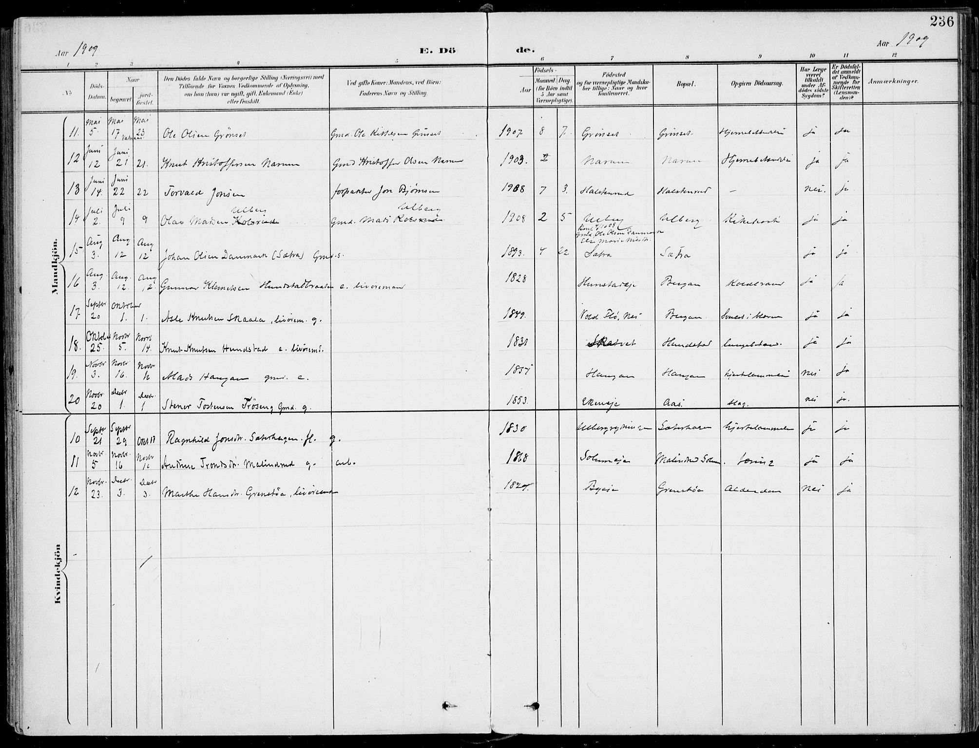 Sigdal kirkebøker, AV/SAKO-A-245/F/Fb/L0002: Parish register (official) no. II 2, 1901-1914, p. 236