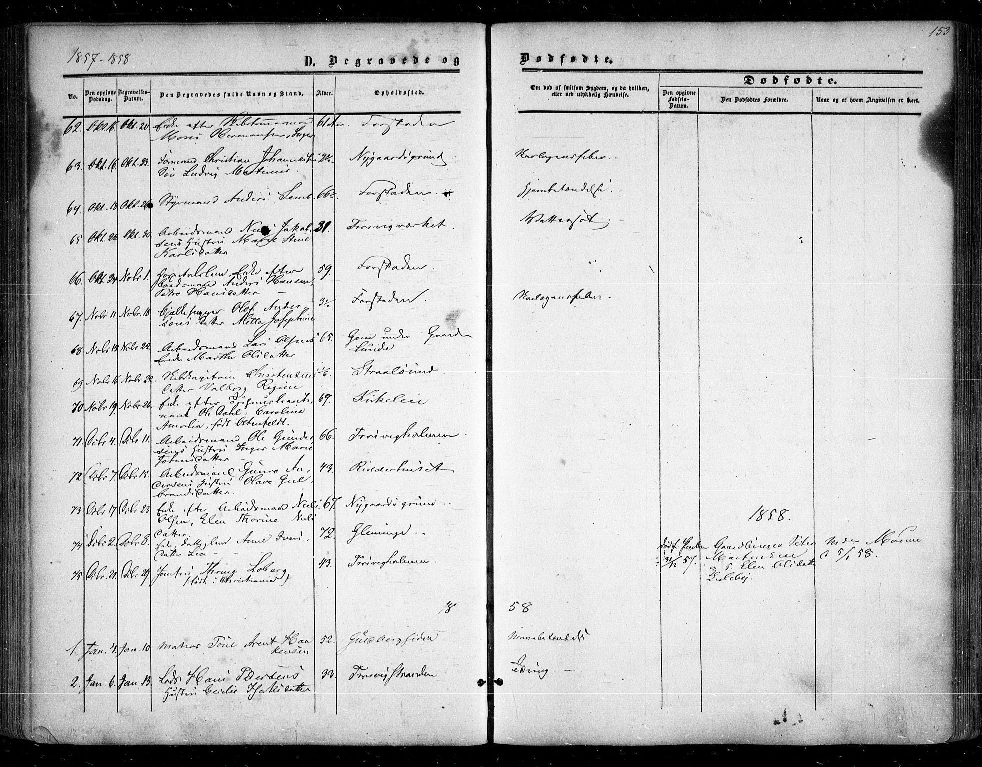 Glemmen prestekontor Kirkebøker, SAO/A-10908/F/Fa/L0007: Parish register (official) no. 7, 1853-1862, p. 153