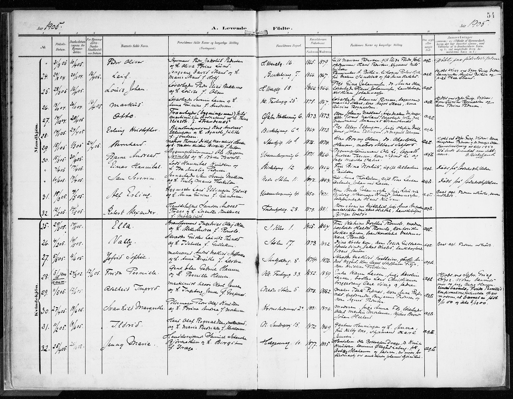 Mariakirken Sokneprestembete, AV/SAB-A-76901/H/Haa/L0010: Parish register (official) no. B 1, 1901-1915, p. 54