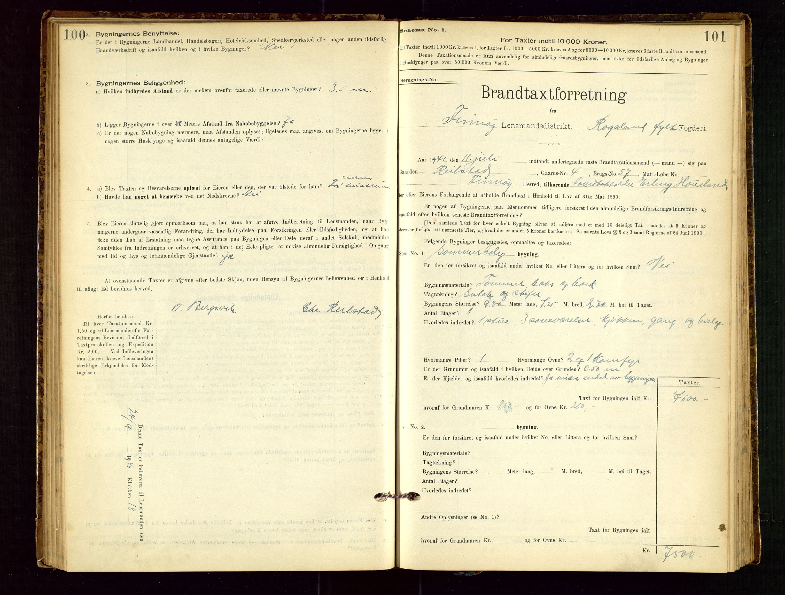 Finnøy lensmannskontor, AV/SAST-A-100442/Goa/L0003: Branntakstprotokoll - skjemaprotokoll, 1896-1954, p. 100-101