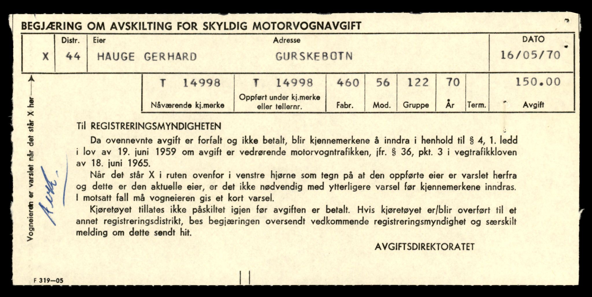Møre og Romsdal vegkontor - Ålesund trafikkstasjon, AV/SAT-A-4099/F/Fe/L0049: Registreringskort for kjøretøy T 14864 - T 18613, 1927-1998, p. 3219