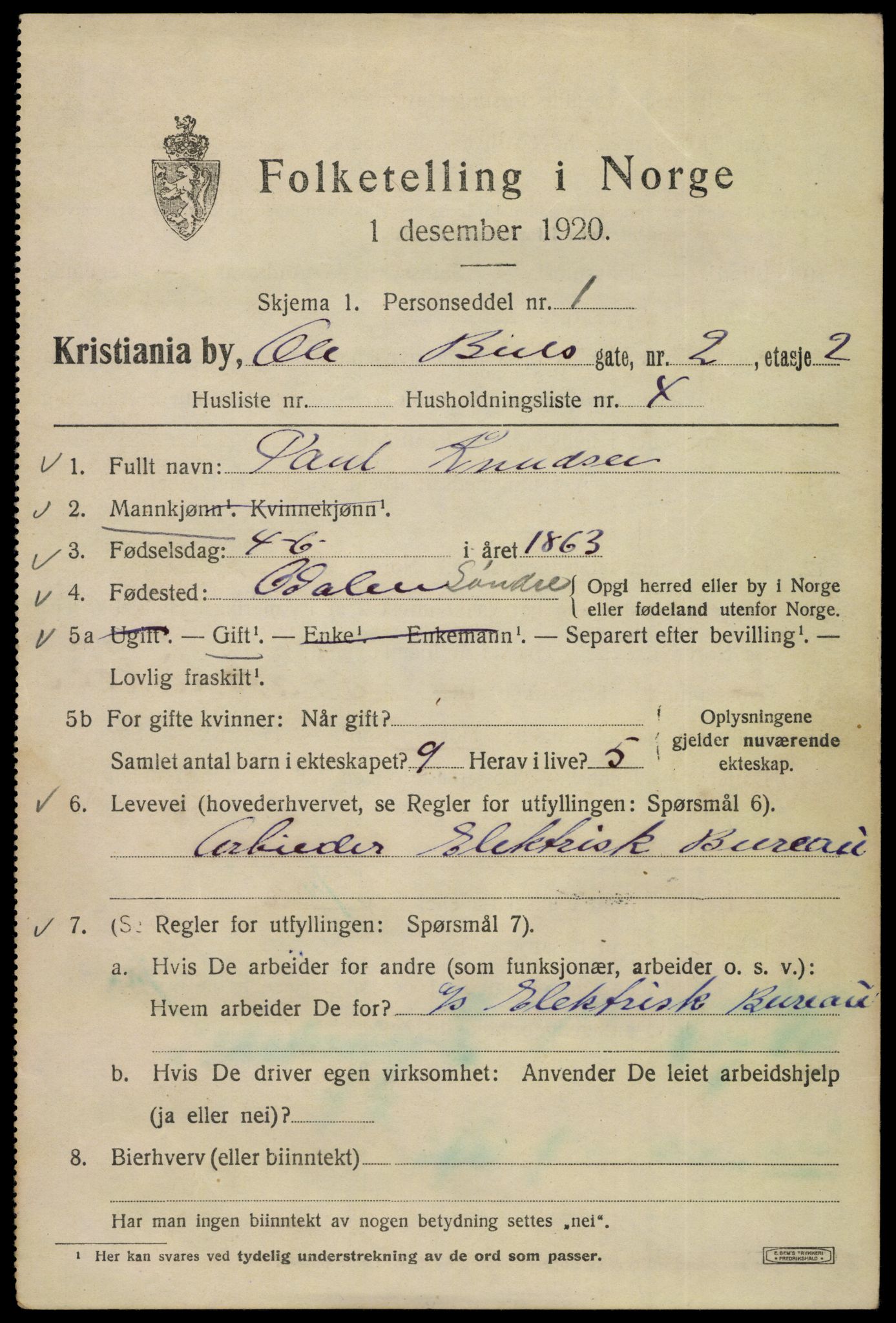 SAO, 1920 census for Kristiania, 1920, p. 432909