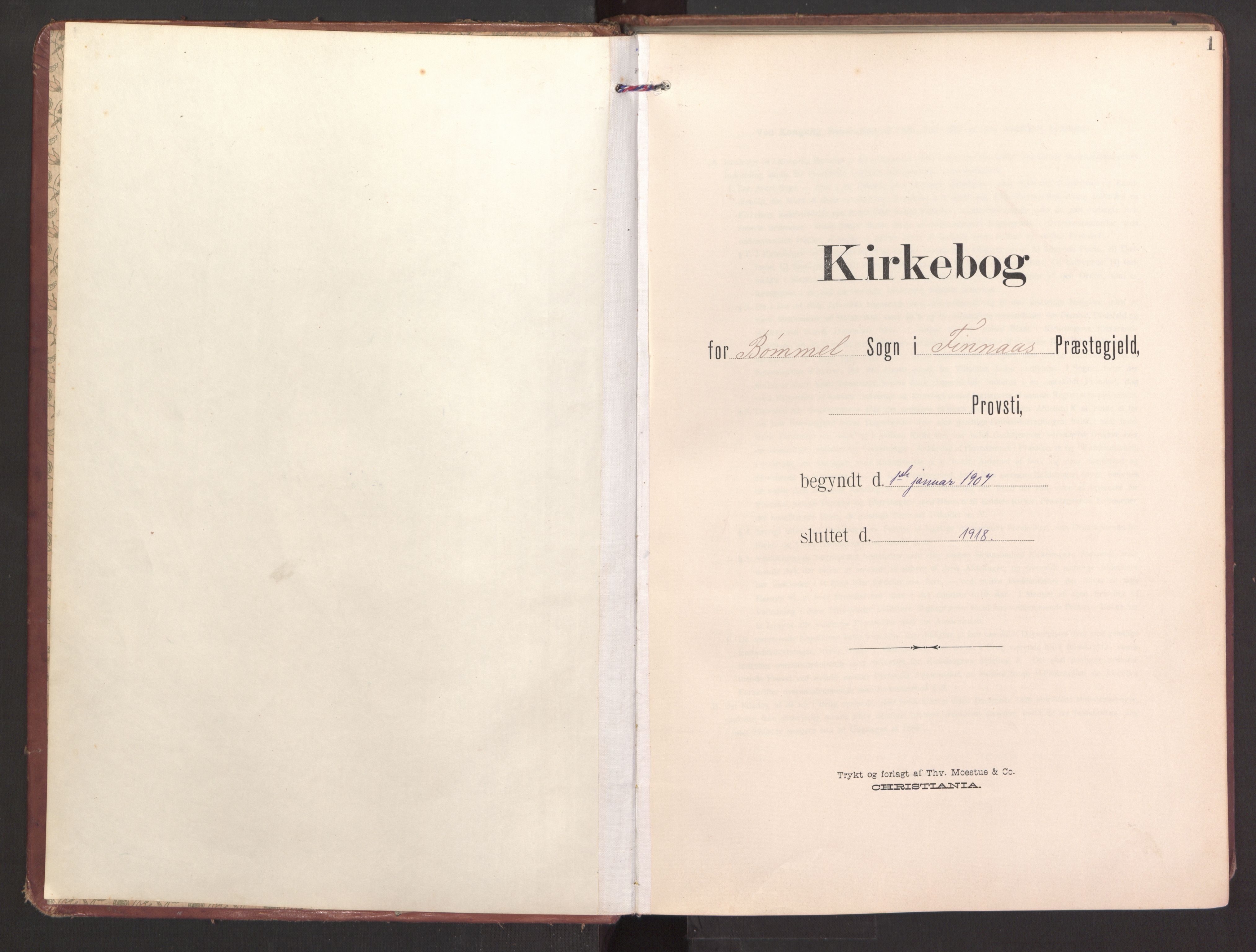 Finnås sokneprestembete, SAB/A-99925/H/Ha/Haa/Haad/L0003: Parish register (official) no. D 3, 1907-1921, p. 1