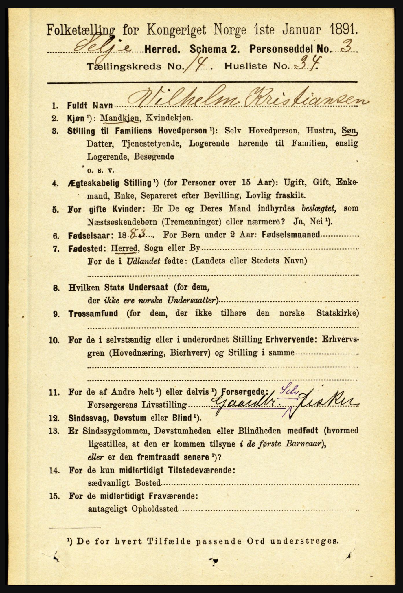 RA, 1891 census for 1441 Selje, 1891, p. 4639