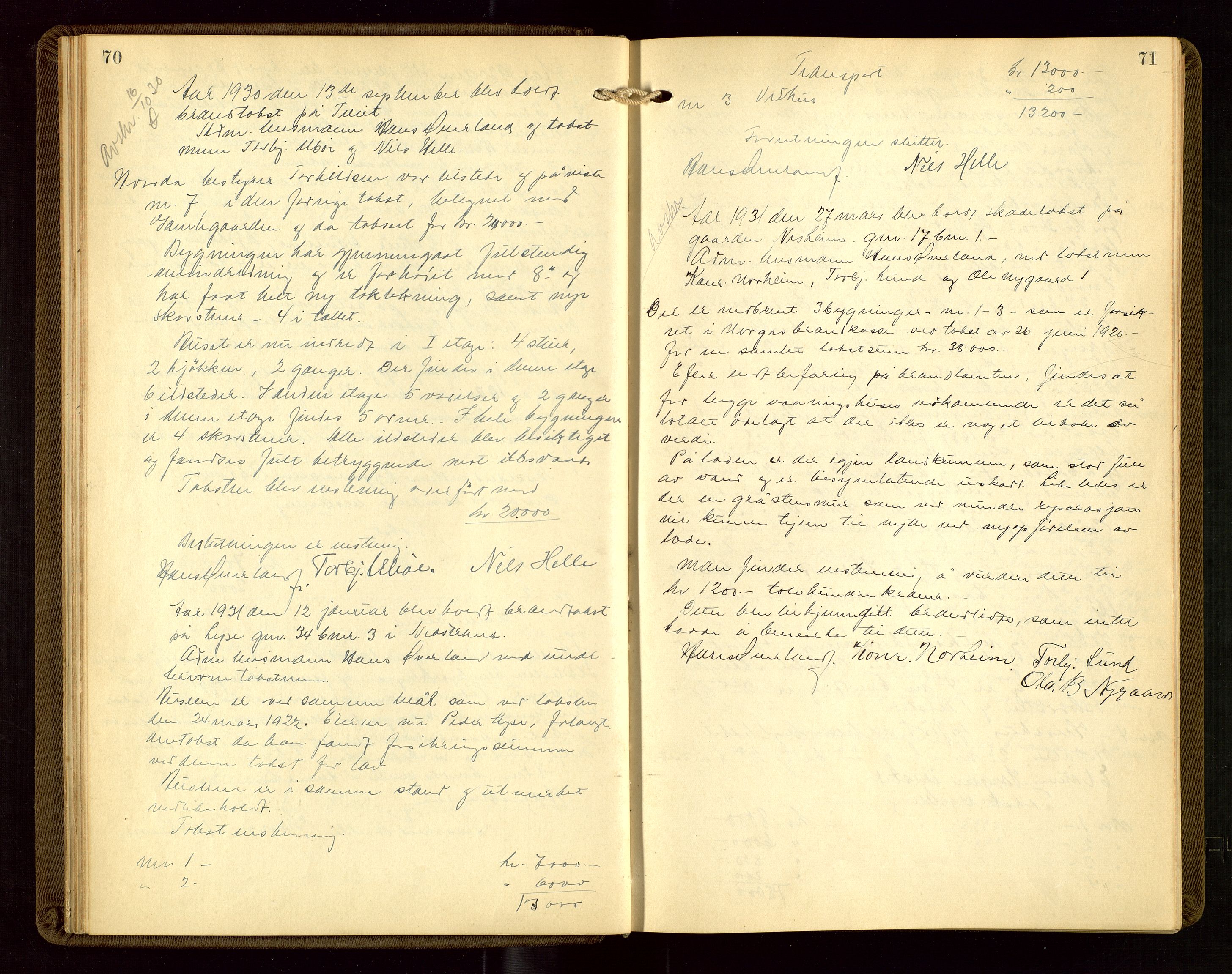 Nedstrand lensmannskontor, AV/SAST-A-100236/Goa/L0002: "Brandtakstprotokoll for lensmannen i Nedstrand", 1922-1955, p. 70-71