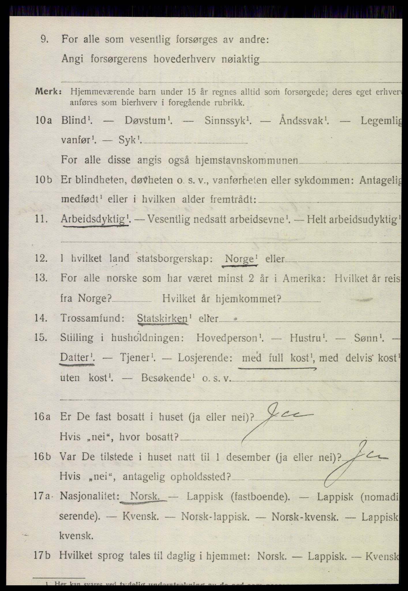 SAT, 1920 census for Nesna, 1920, p. 5732